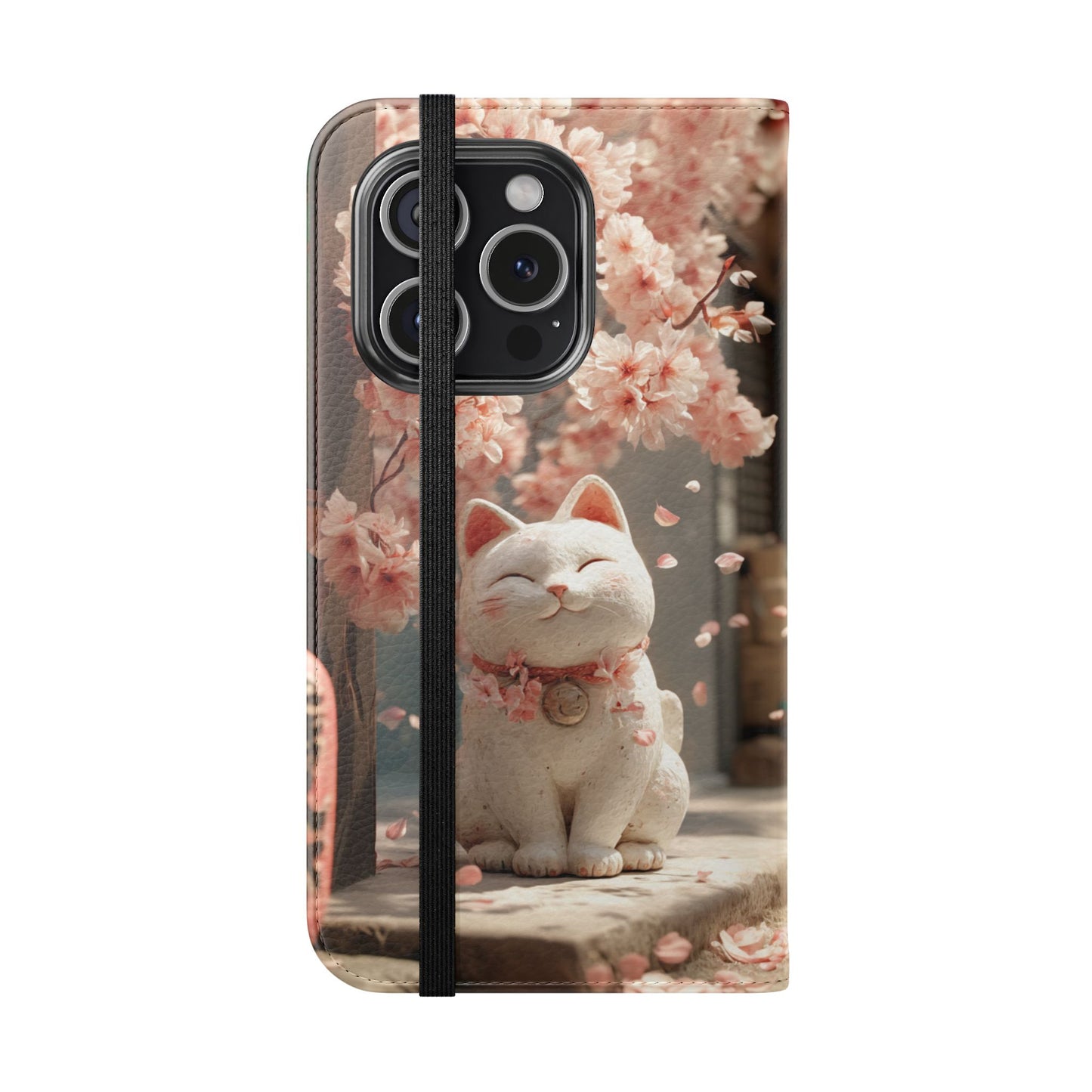 Sakura Lucky Cat - Wallet Flip Case