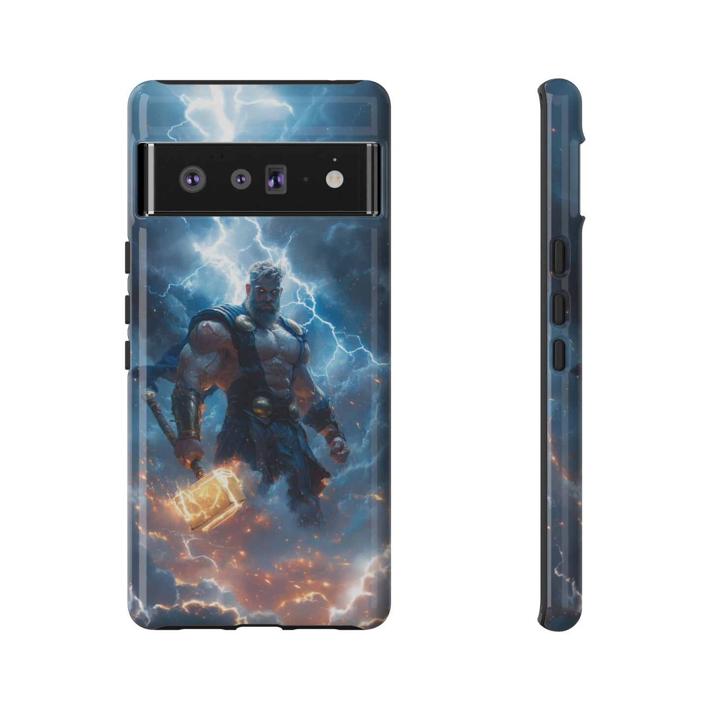 Thunderous Might: Thor Wielding Mjölnir Phone Case - iPhone, Google Pixel, Samsung