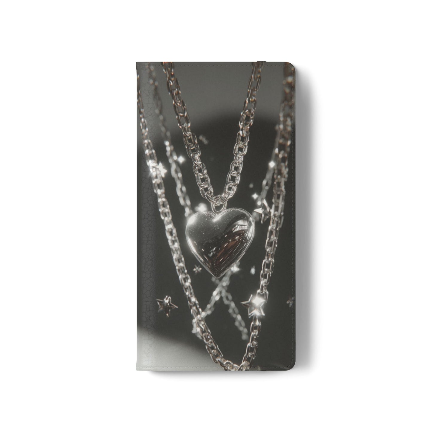 Silver Heart Chains - Wallet Flip Case