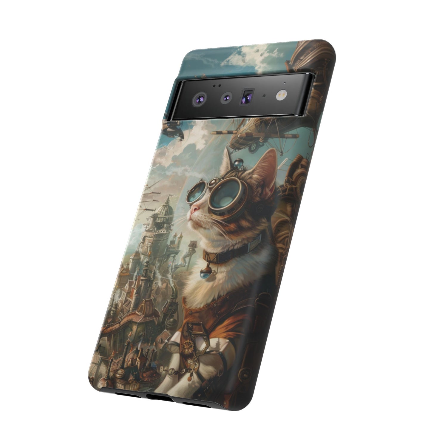 Steampunk Cat Adventurer - iPhone, Google Pixel, Samsung Galaxy