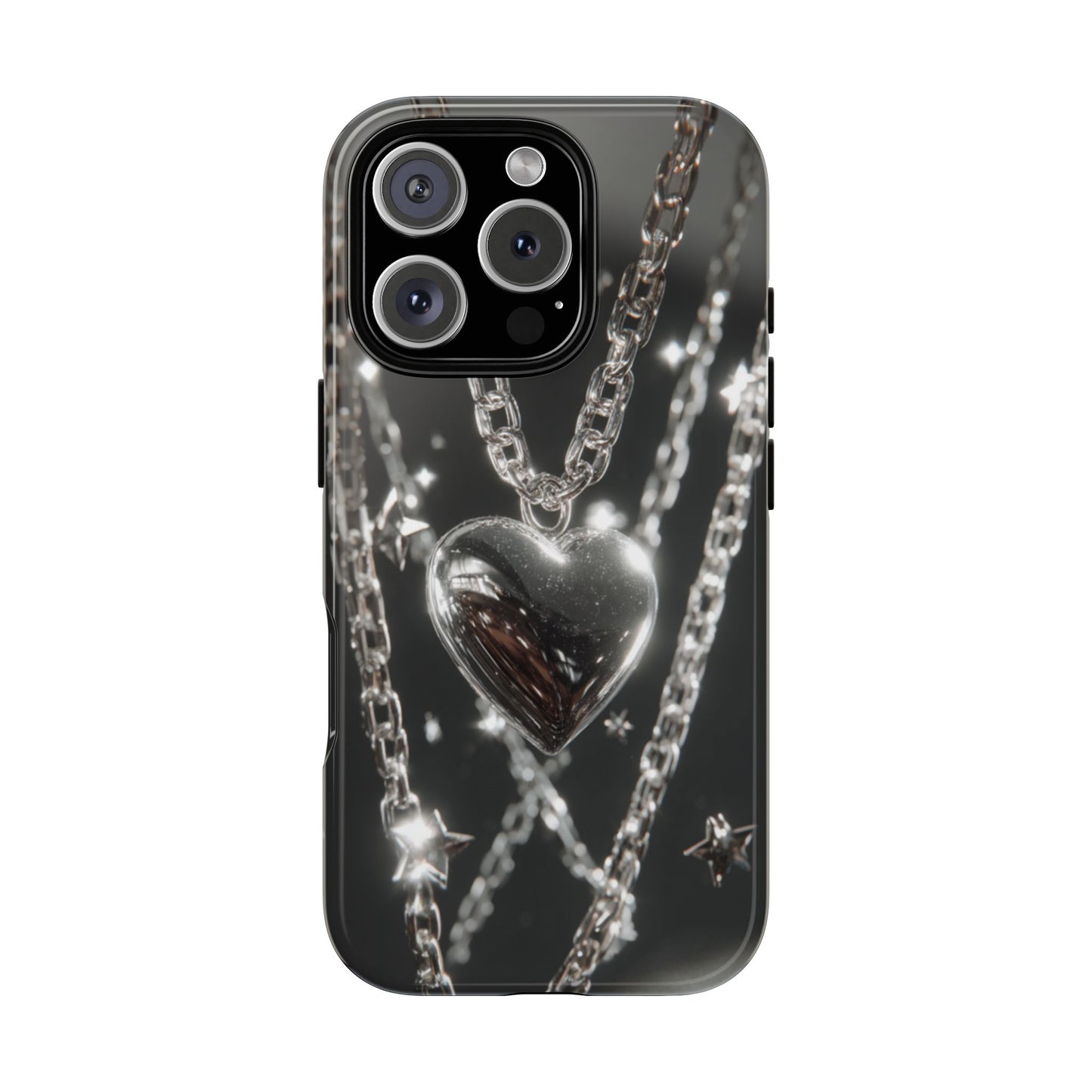 Silver Heart Chains - Tough iPhone Case