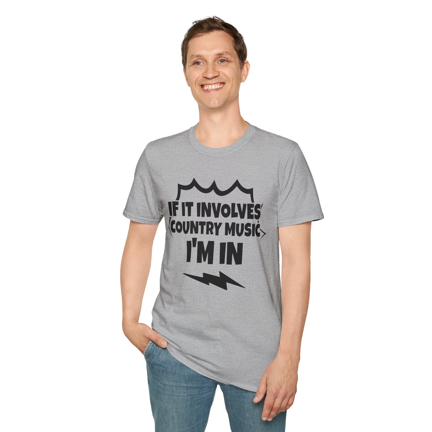 "If It Involves Country Music I'm In" Unisex Soft-Style T-Shirt