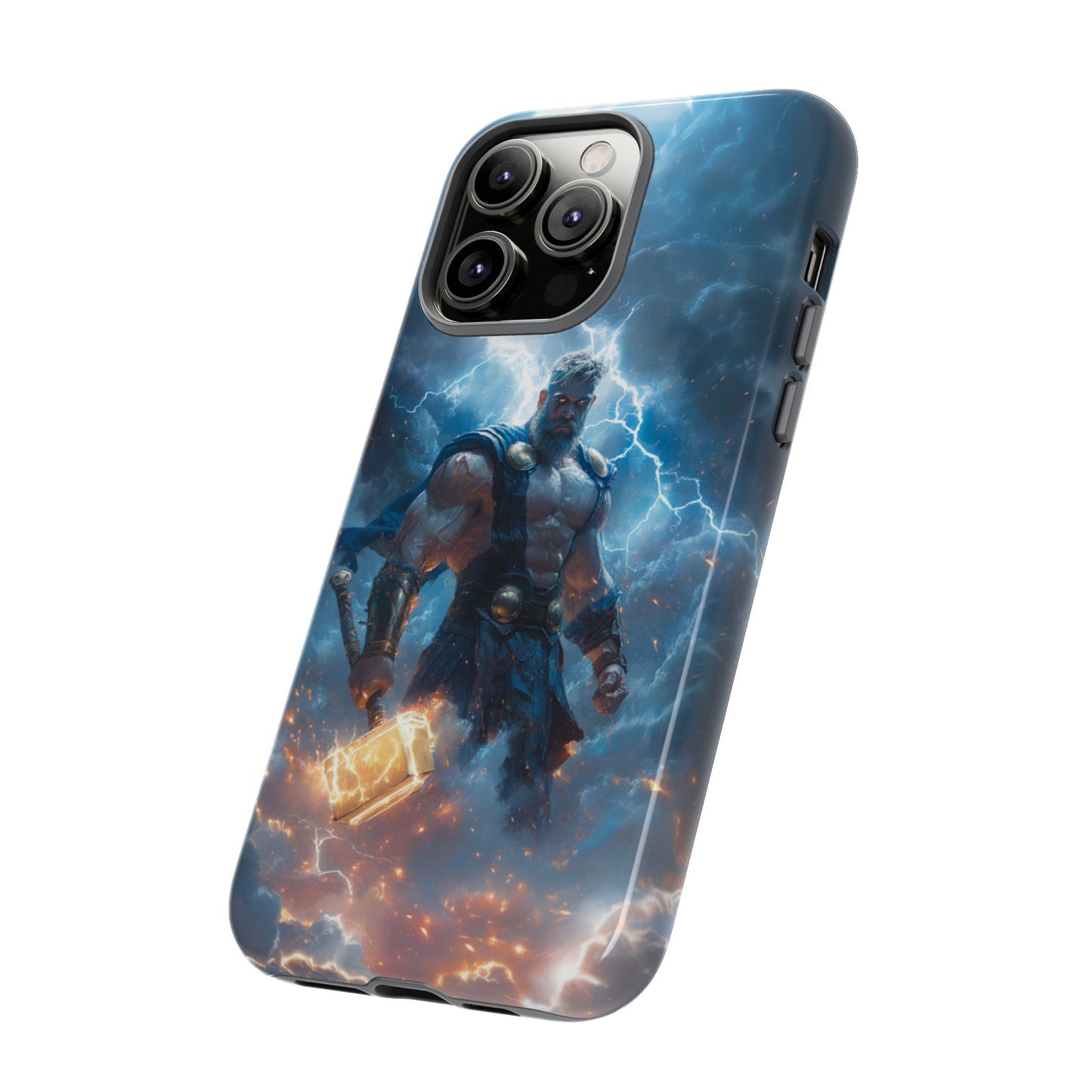 Thunderous Might: Thor Wielding Mjölnir Phone Case - iPhone, Google Pixel, Samsung