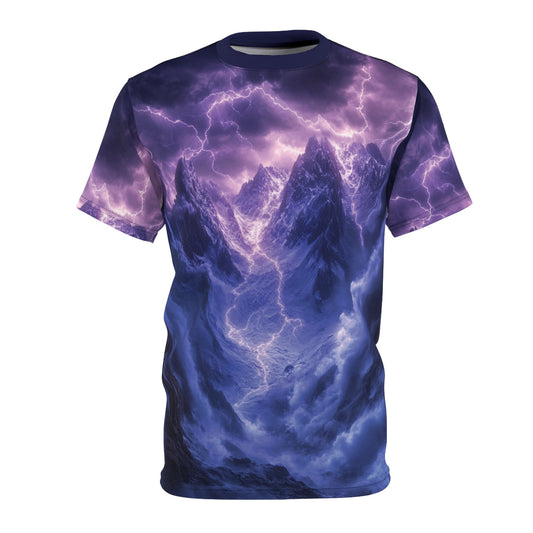 Lightning Storm Mountain All-Over Print T-Shirt