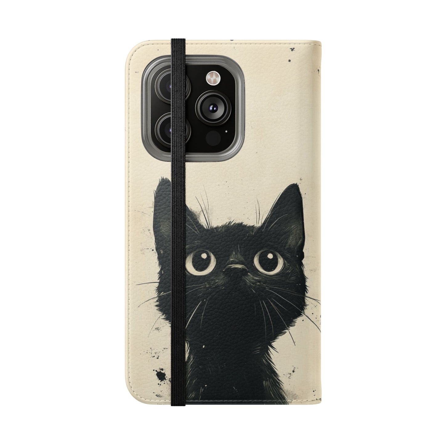 Black Cat Ink Sketch - Wallet Flip Case