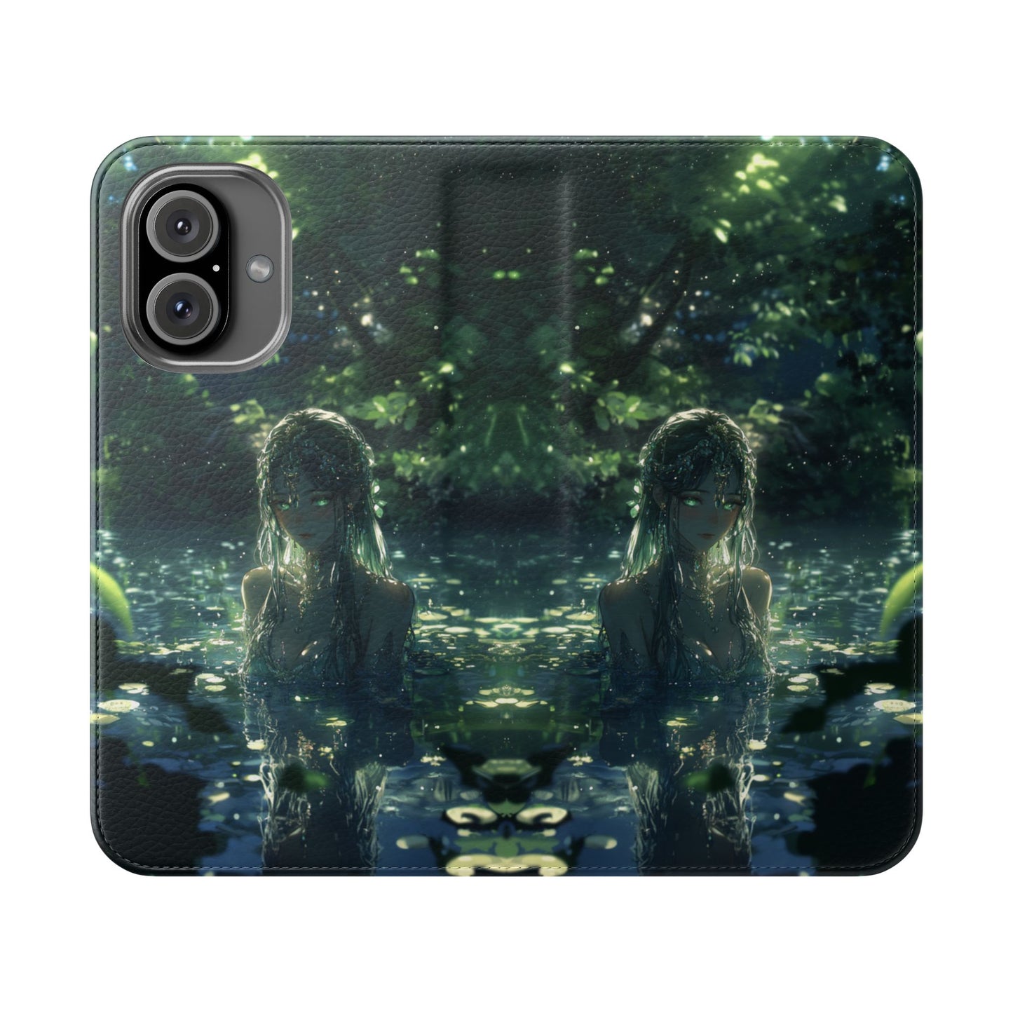 Forest Water Nymph Green Eyes Pond - Wallet Flip Case