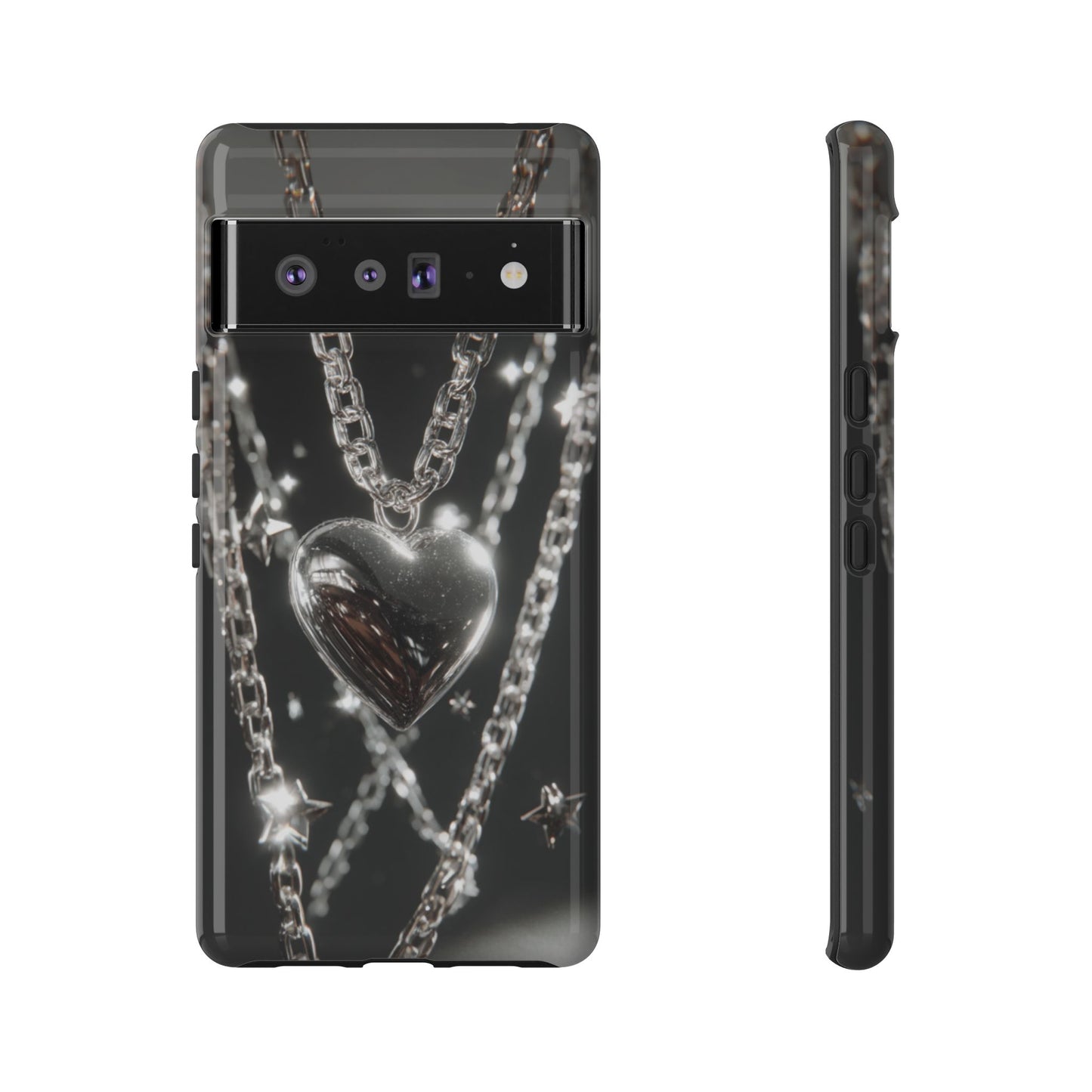Silver Heart Chains - Tough Google Pixel Case