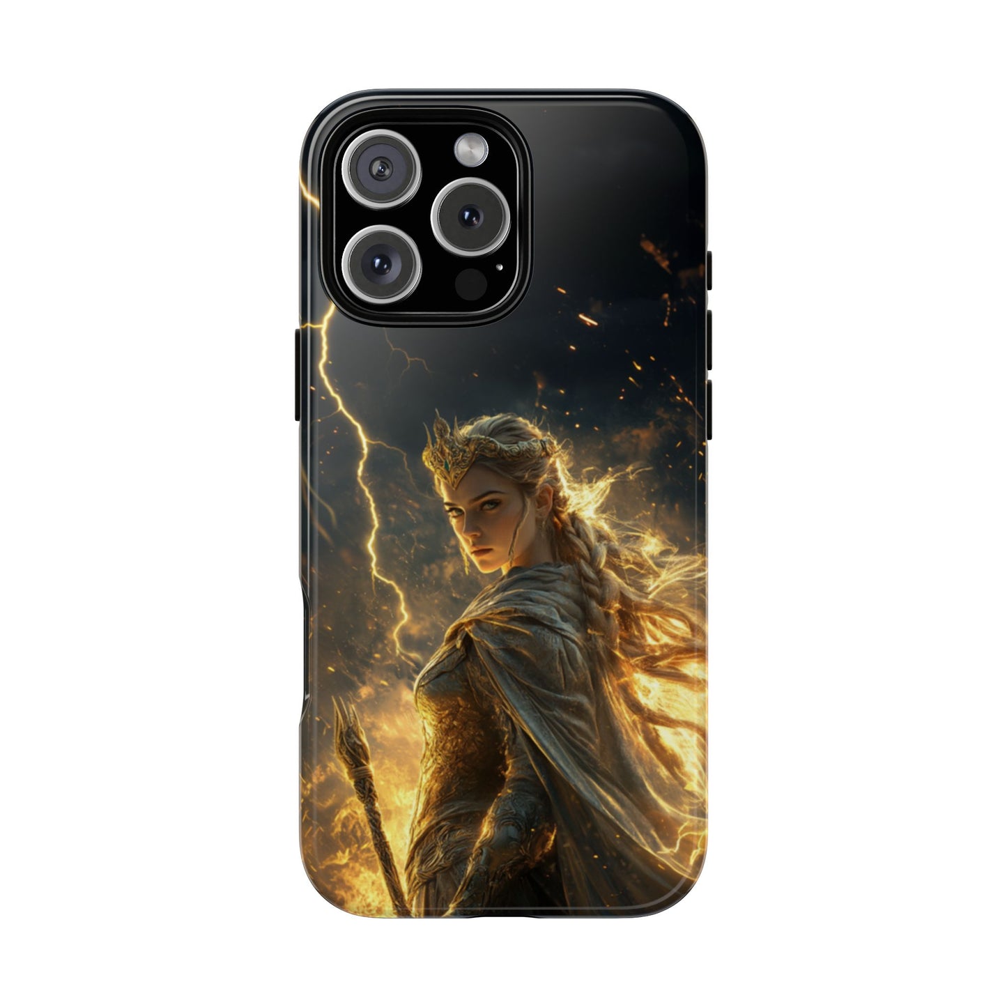 Elf Queen Golden Lightning Storm Crown - Tough iPhone Case
