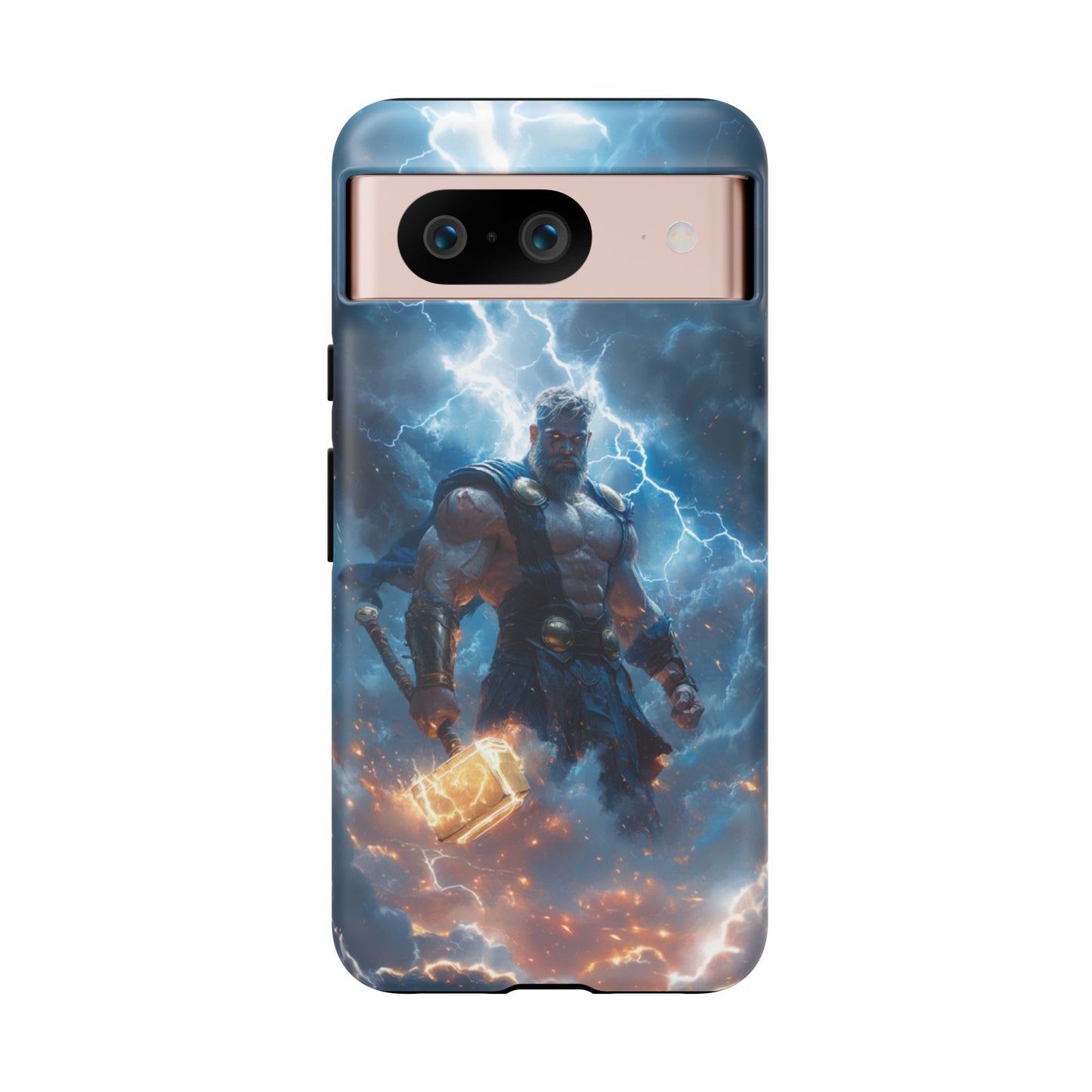 Thunderous Might: Thor Wielding Mjölnir Phone Case - iPhone, Google Pixel, Samsung