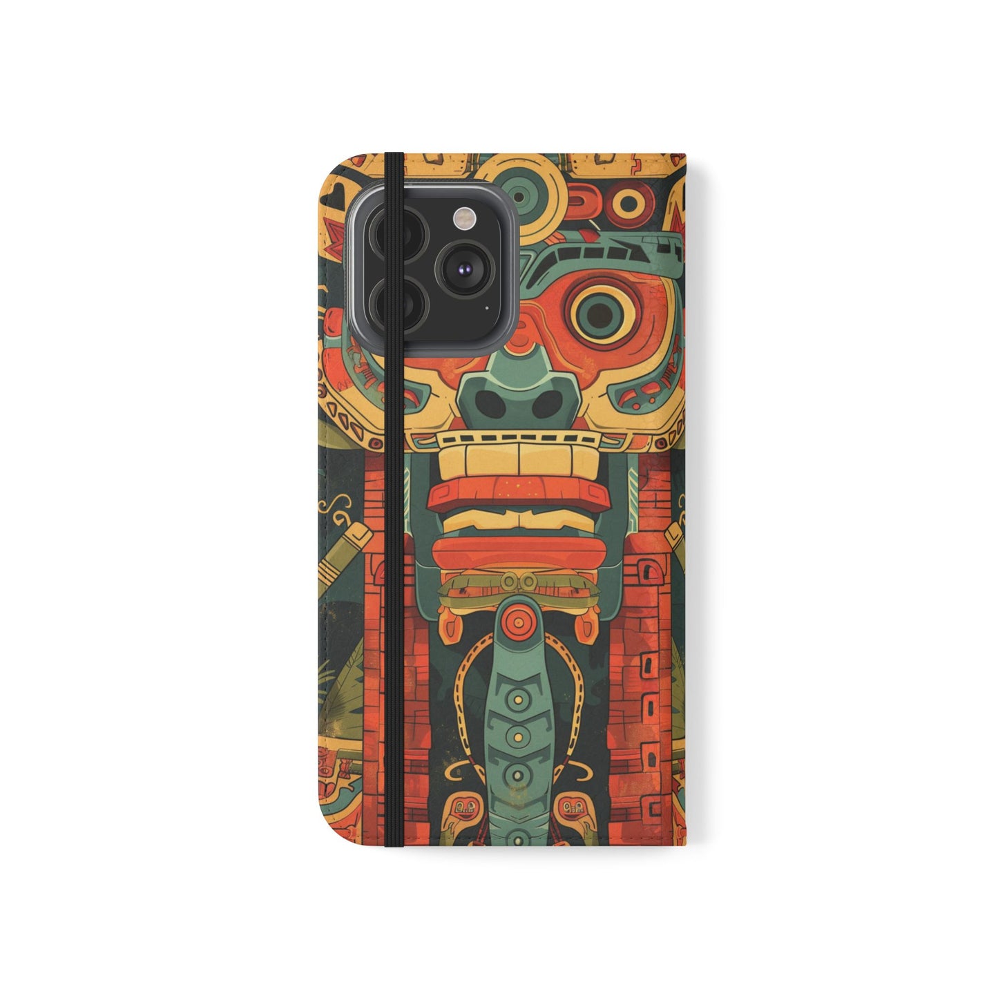 Aztec Totem Mask - Wallet Flip Case