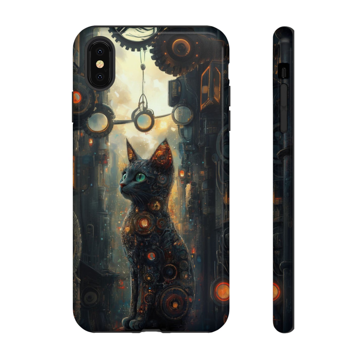 Cybernetic Steampunk Cat Phone Case – iPhone, Google Pixel, Samsung Galaxy