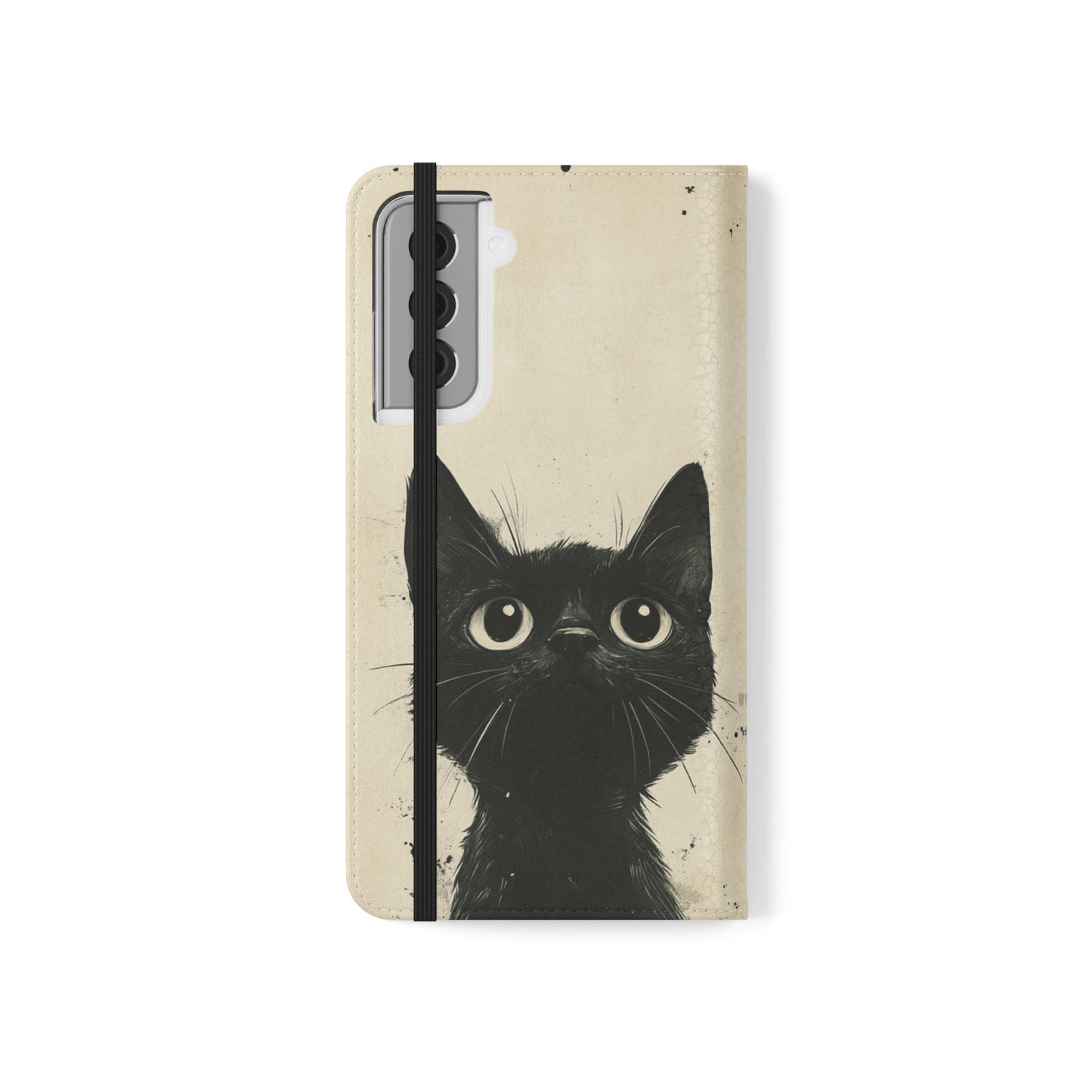 Black Cat Ink Sketch - Wallet Flip Case