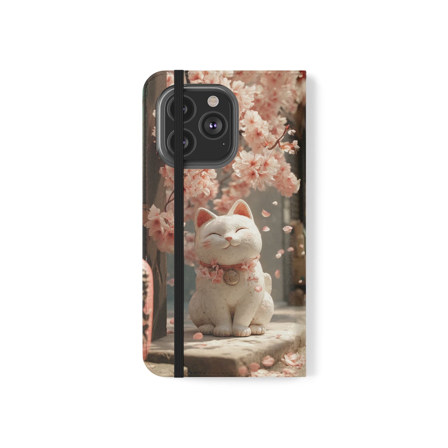 Sakura Lucky Cat - Wallet Flip Case