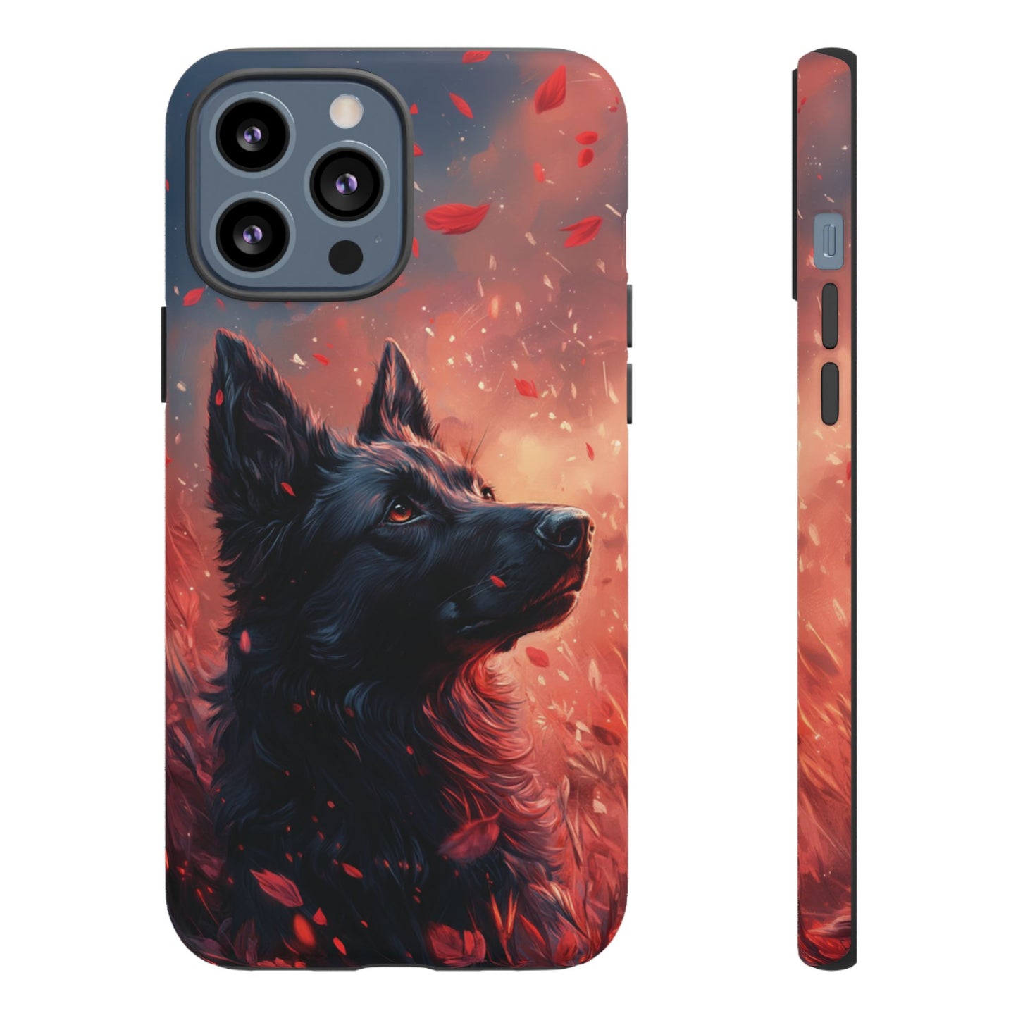 Graceful Canine in Falling Petals Phone Case – iPhone, Google Pixel, Samsung Galaxy