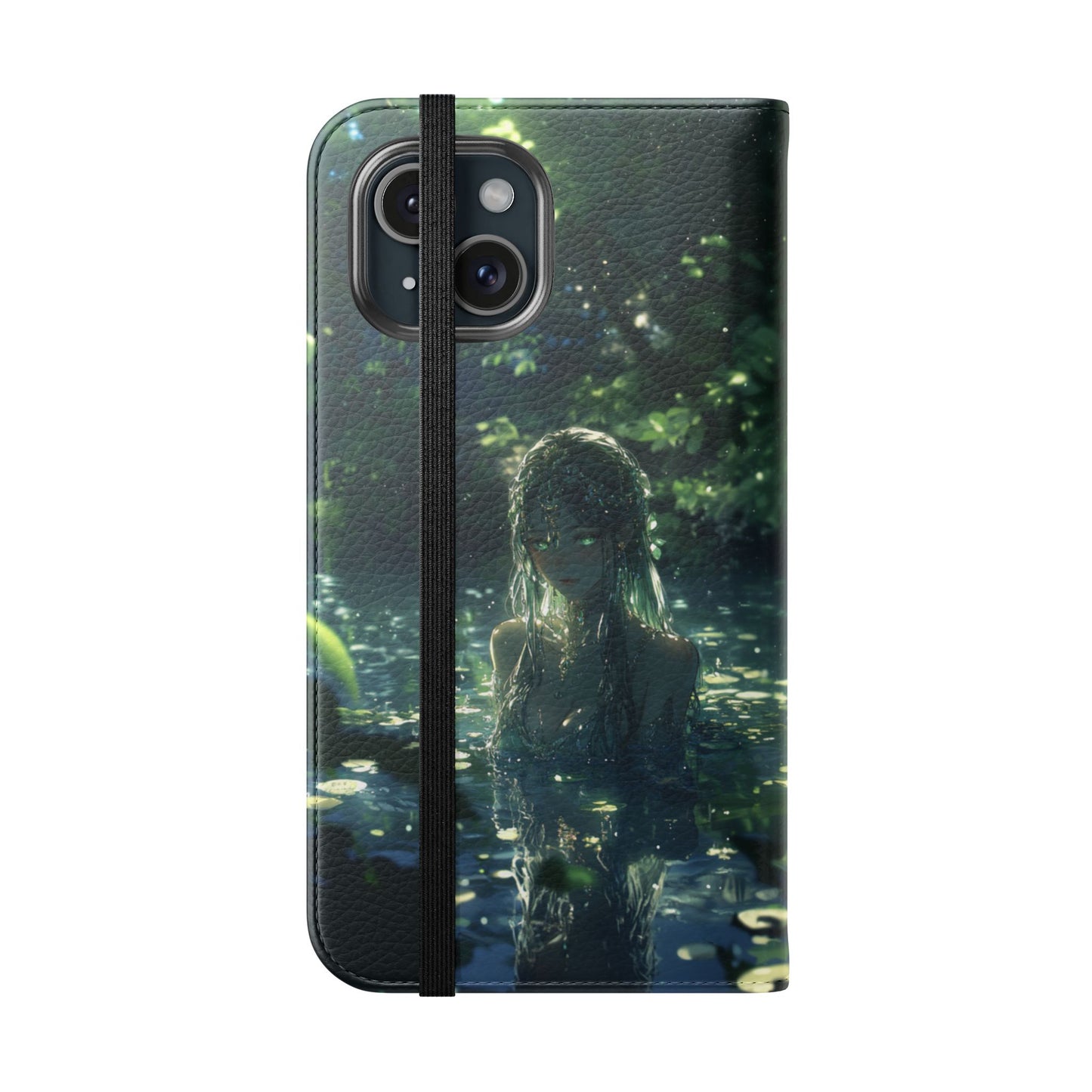 Forest Water Nymph Green Eyes Pond - Wallet Flip Case