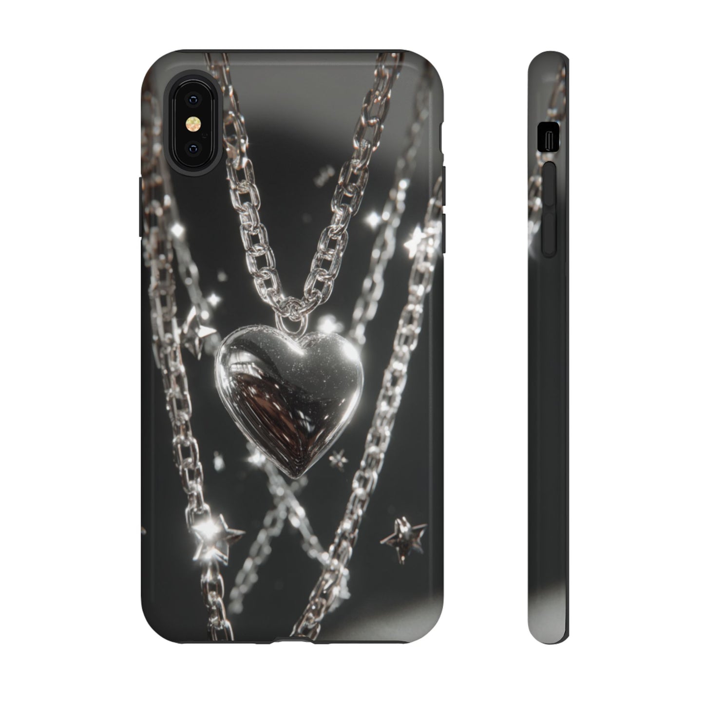 Silver Heart Chains - Tough iPhone Case