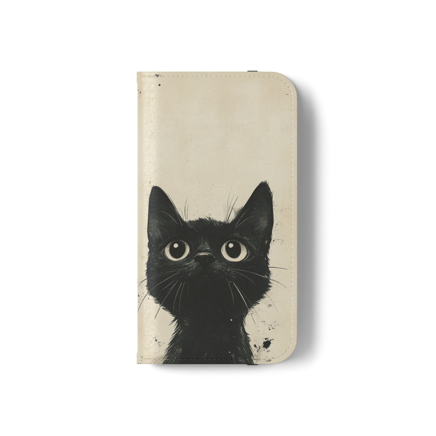 Black Cat Ink Sketch - Wallet Flip Case