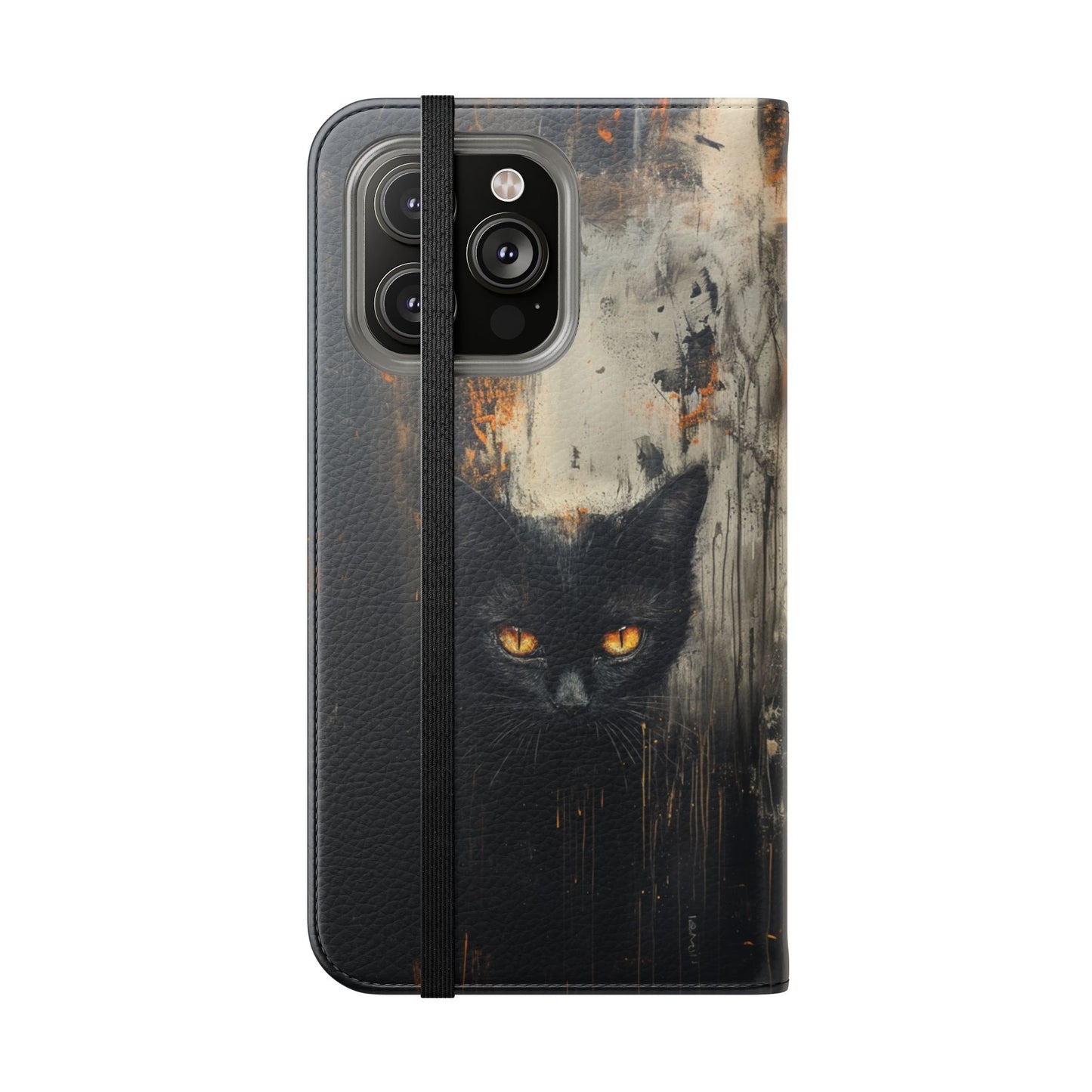 Black Cat Shadow Gaze - Wallet Flip Case