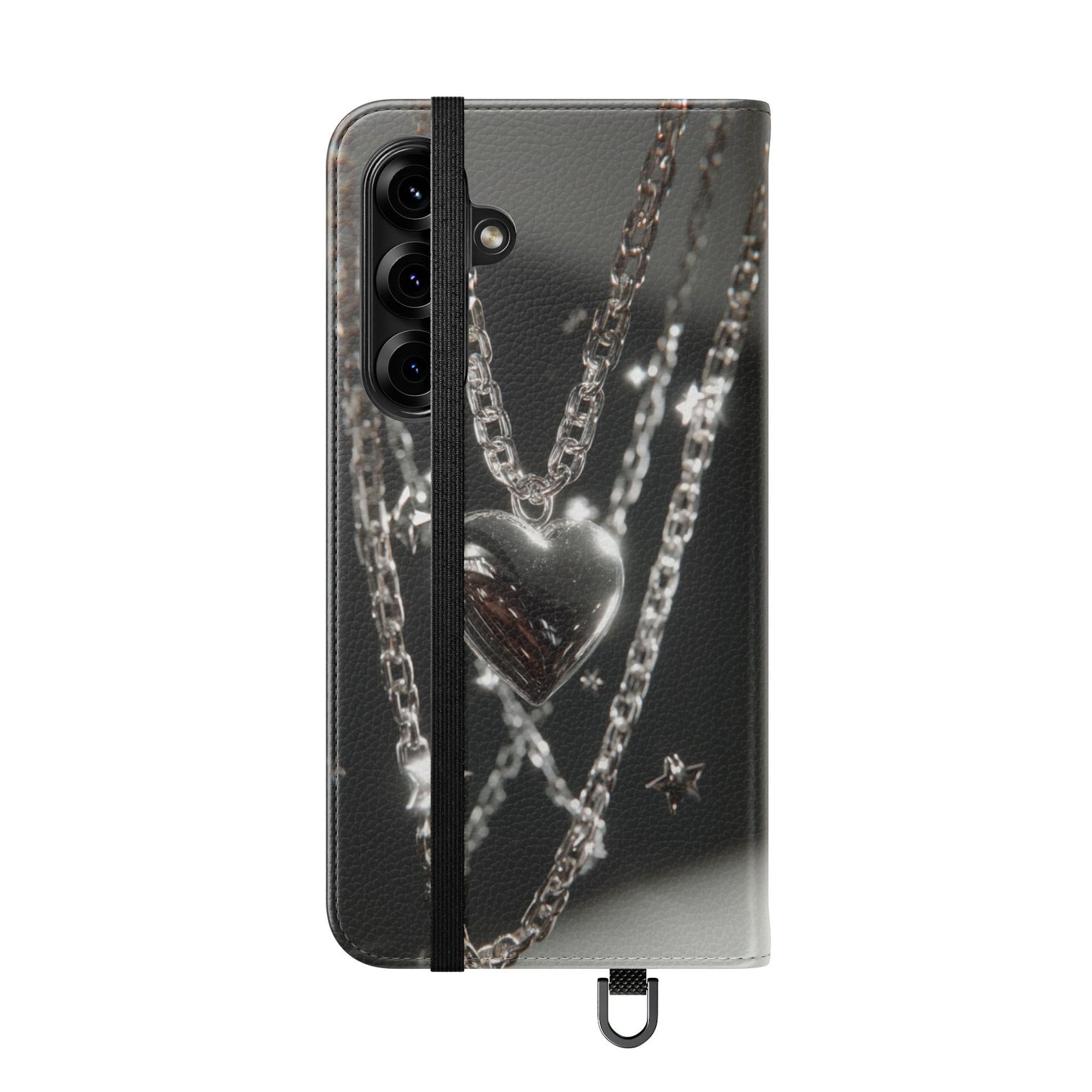 Silver Heart Chains - Wallet Flip Case