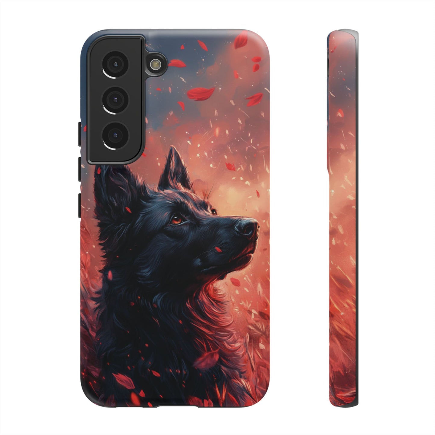 Graceful Canine in Falling Petals Phone Case – iPhone, Google Pixel, Samsung Galaxy