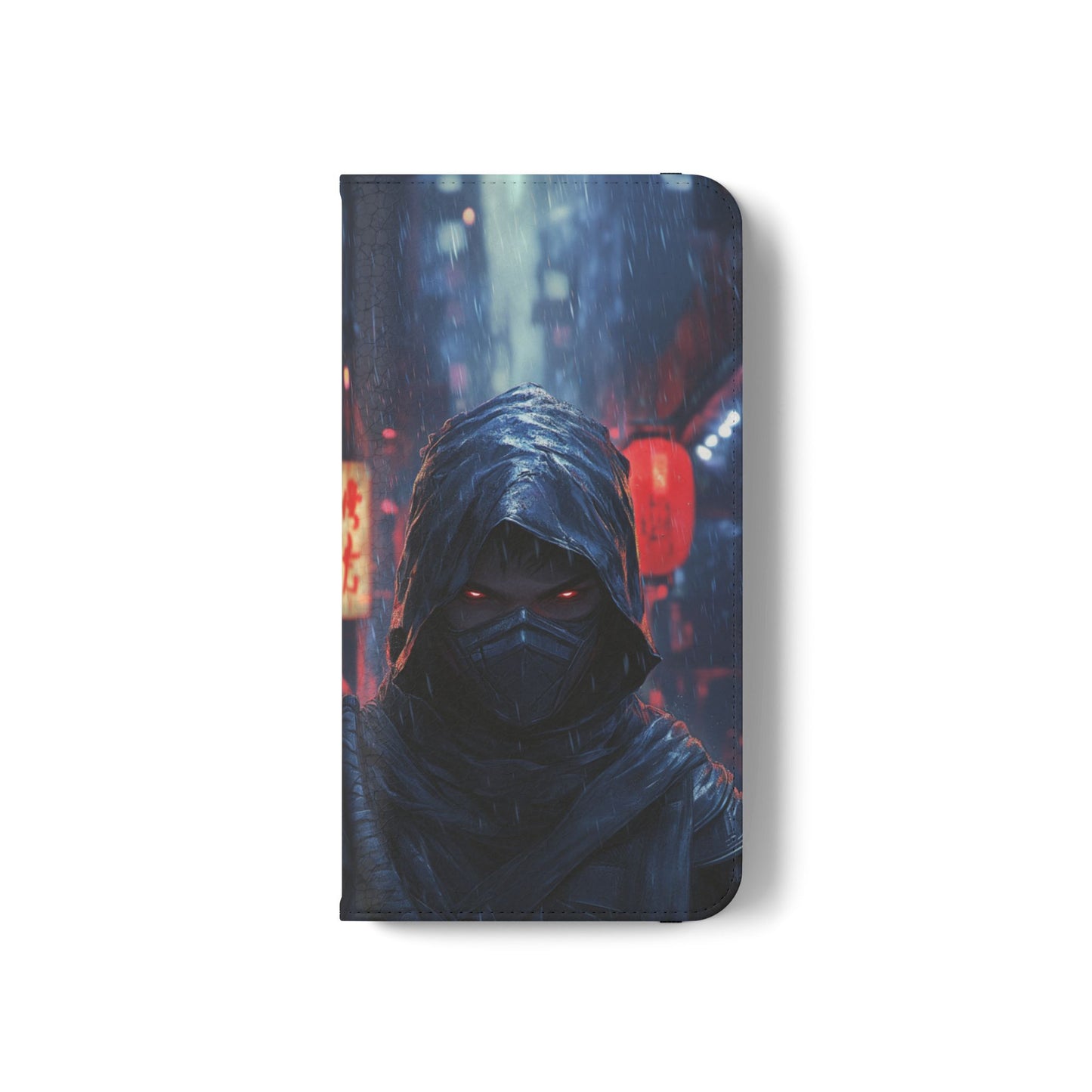 Cyberpunk Ninja Red Eyes Rain - Wallet Flip Case