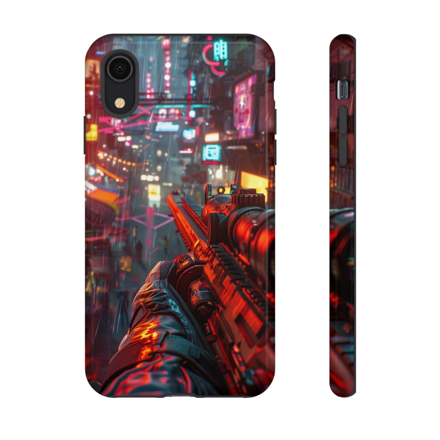 Neon Rain Sniper – Tough iPhone Case