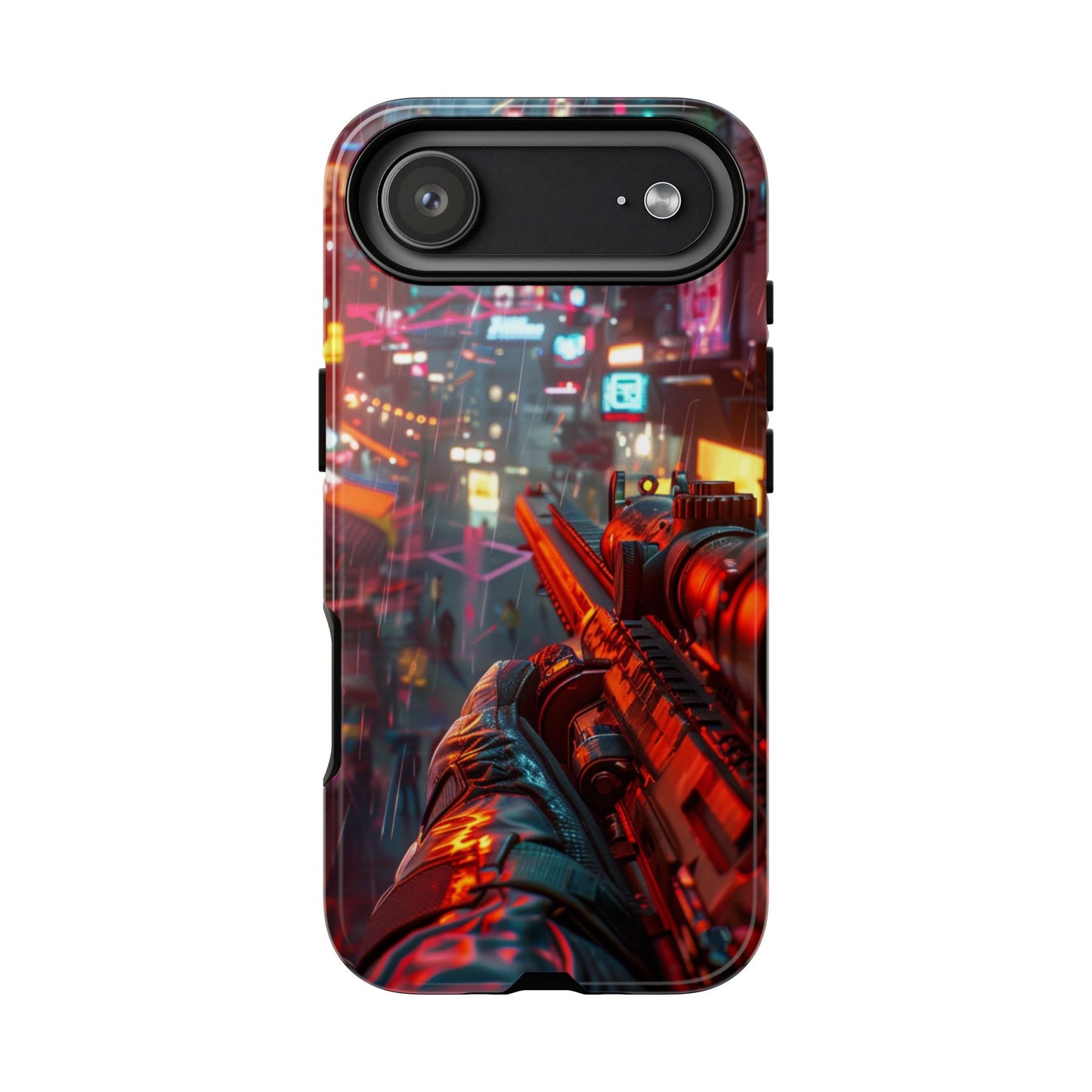 Neon Rain Sniper – Tough iPhone Case