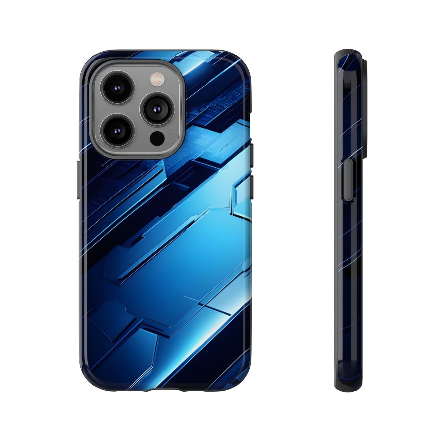 Blue Tech Matrix - Tough iPhone Case