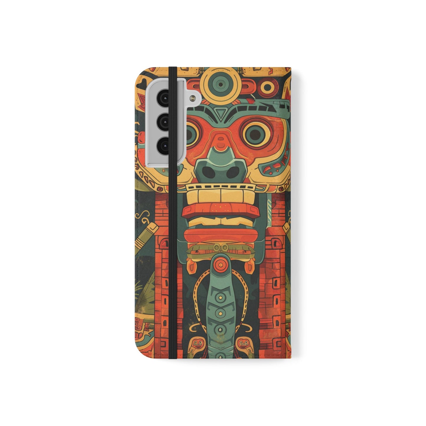 Aztec Totem Mask - Wallet Flip Case