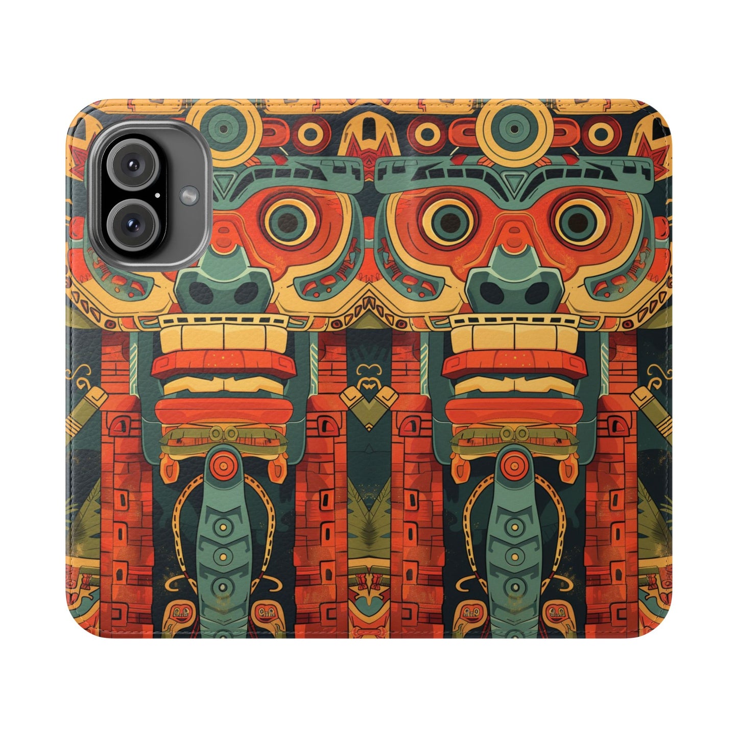 Aztec Totem Mask - Wallet Flip Case
