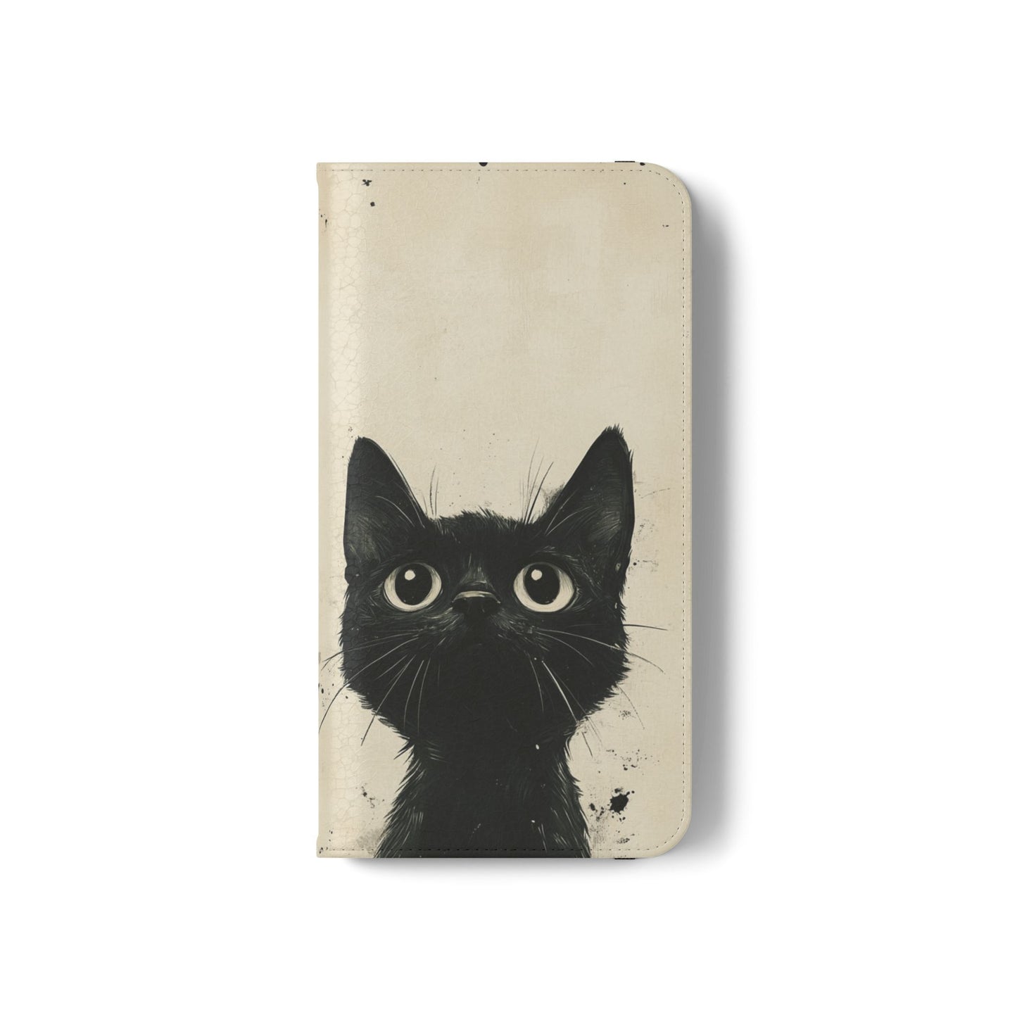Black Cat Ink Sketch - Wallet Flip Case