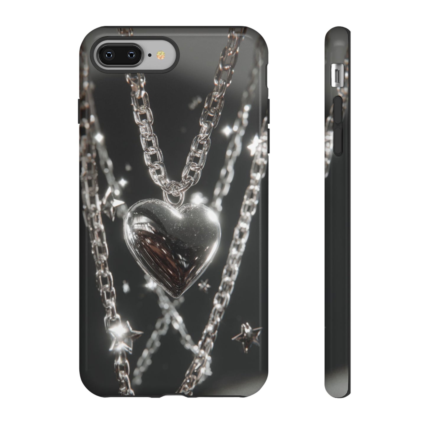 Silver Heart Chains - Tough iPhone Case