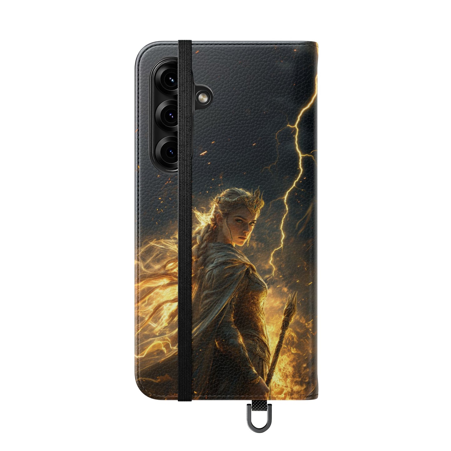 Elf Queen Golden Lightning Storm Crown - Wallet Flip Case