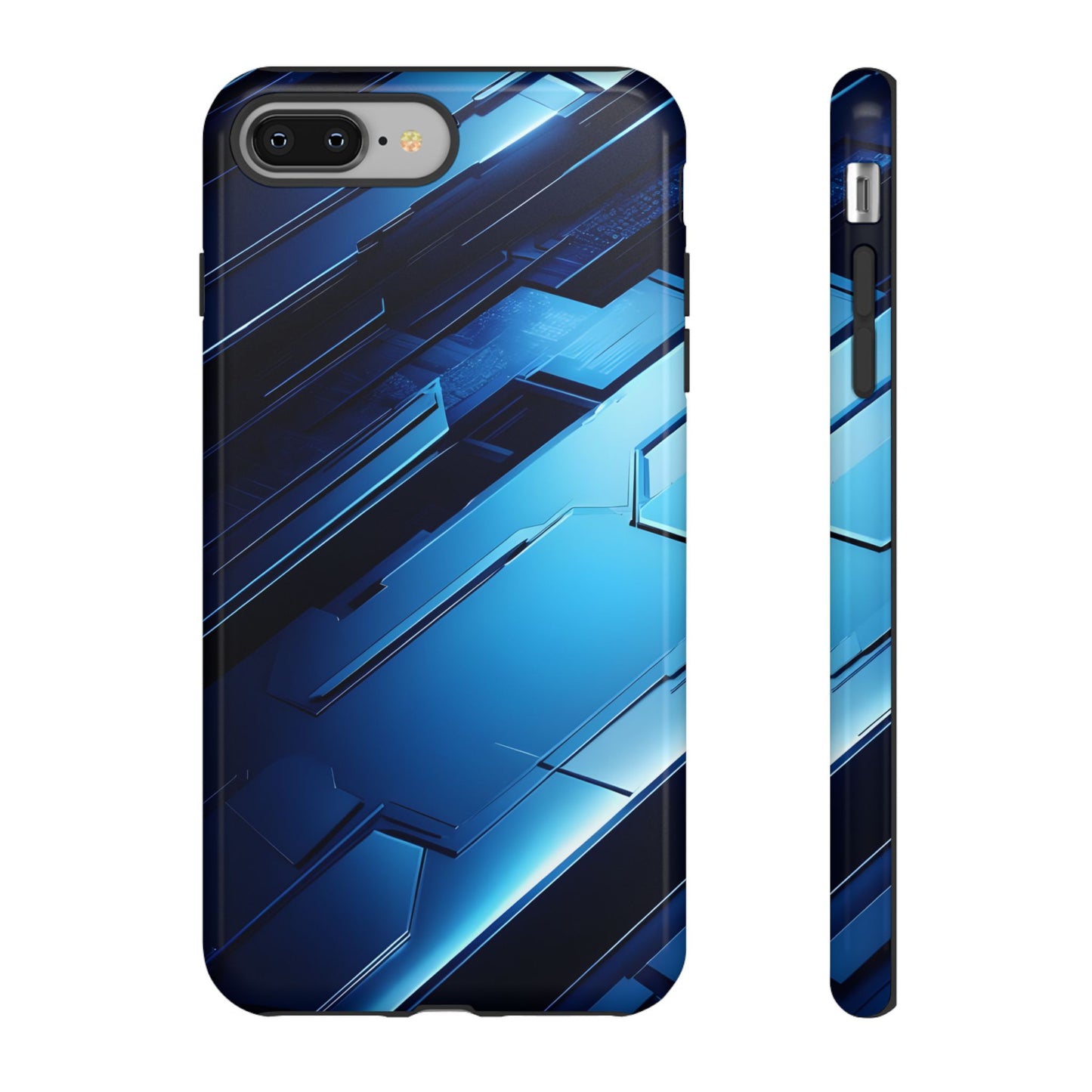 Blue Tech Matrix - Tough iPhone Case
