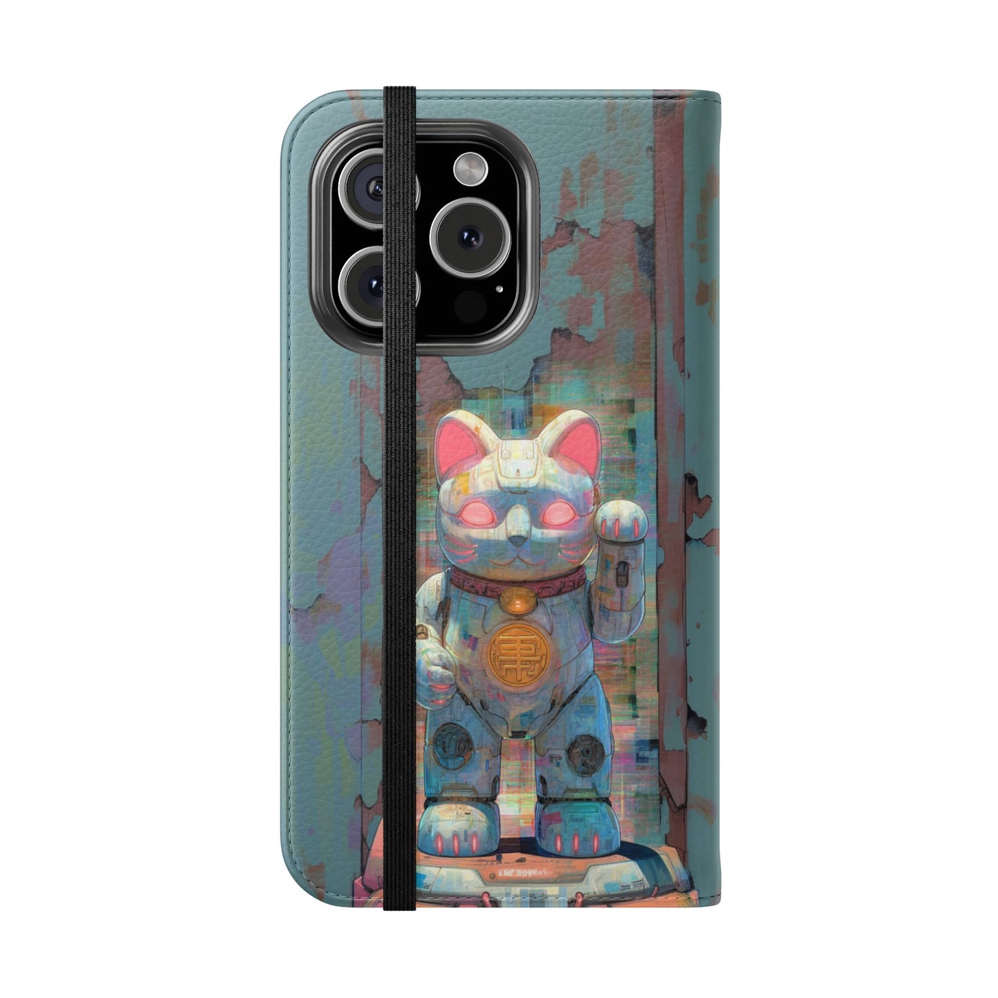 Cyber Lucky Cat - Wallet Flip Case
