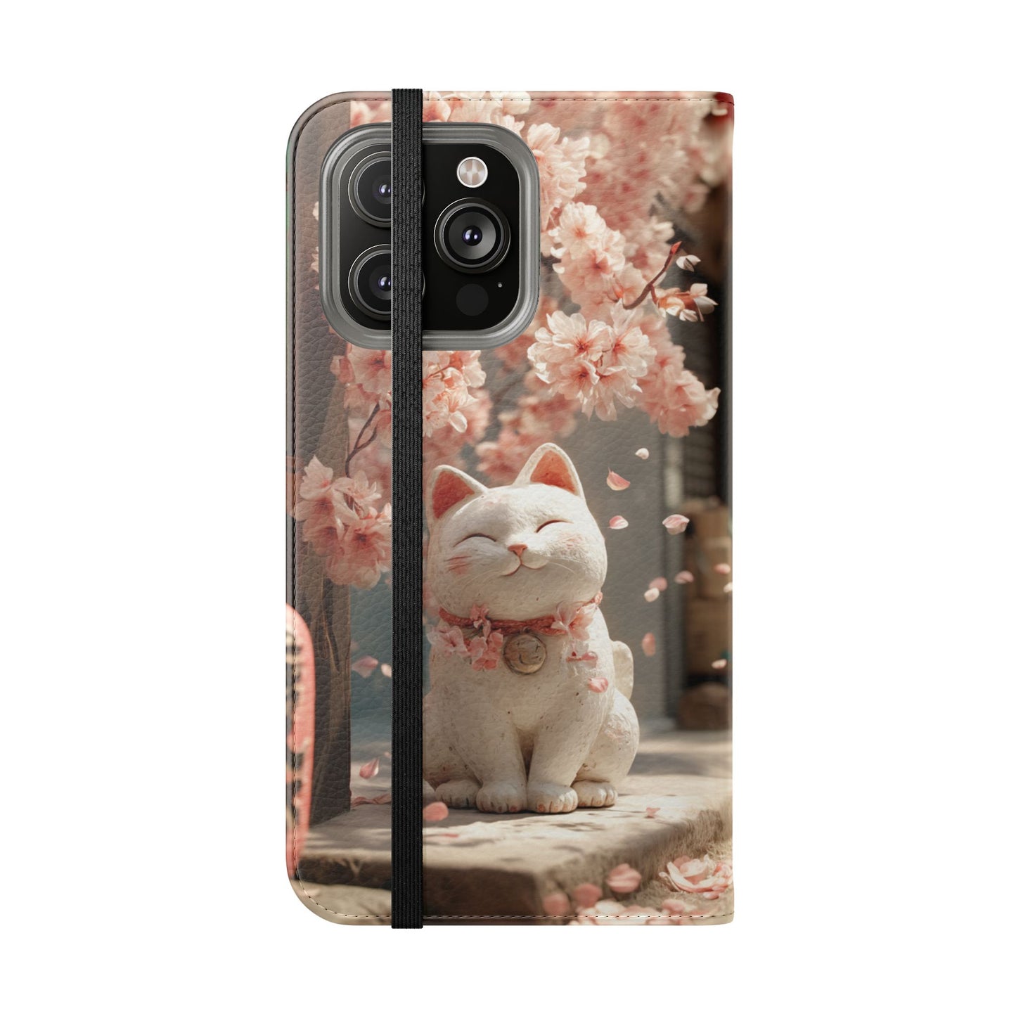 Sakura Lucky Cat - Wallet Flip Case