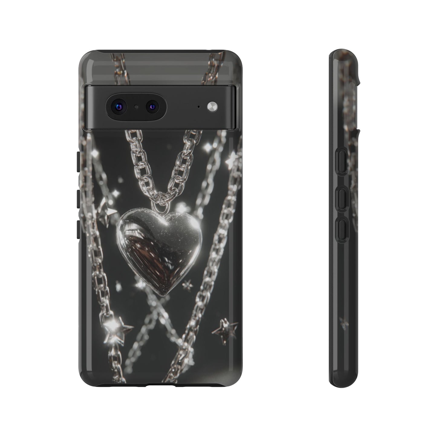 Silver Heart Chains - Tough Google Pixel Case