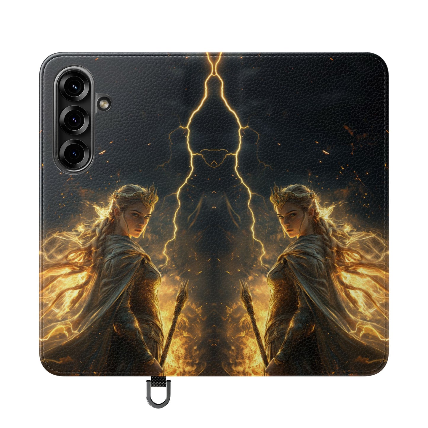 Elf Queen Golden Lightning Storm Crown - Wallet Flip Case
