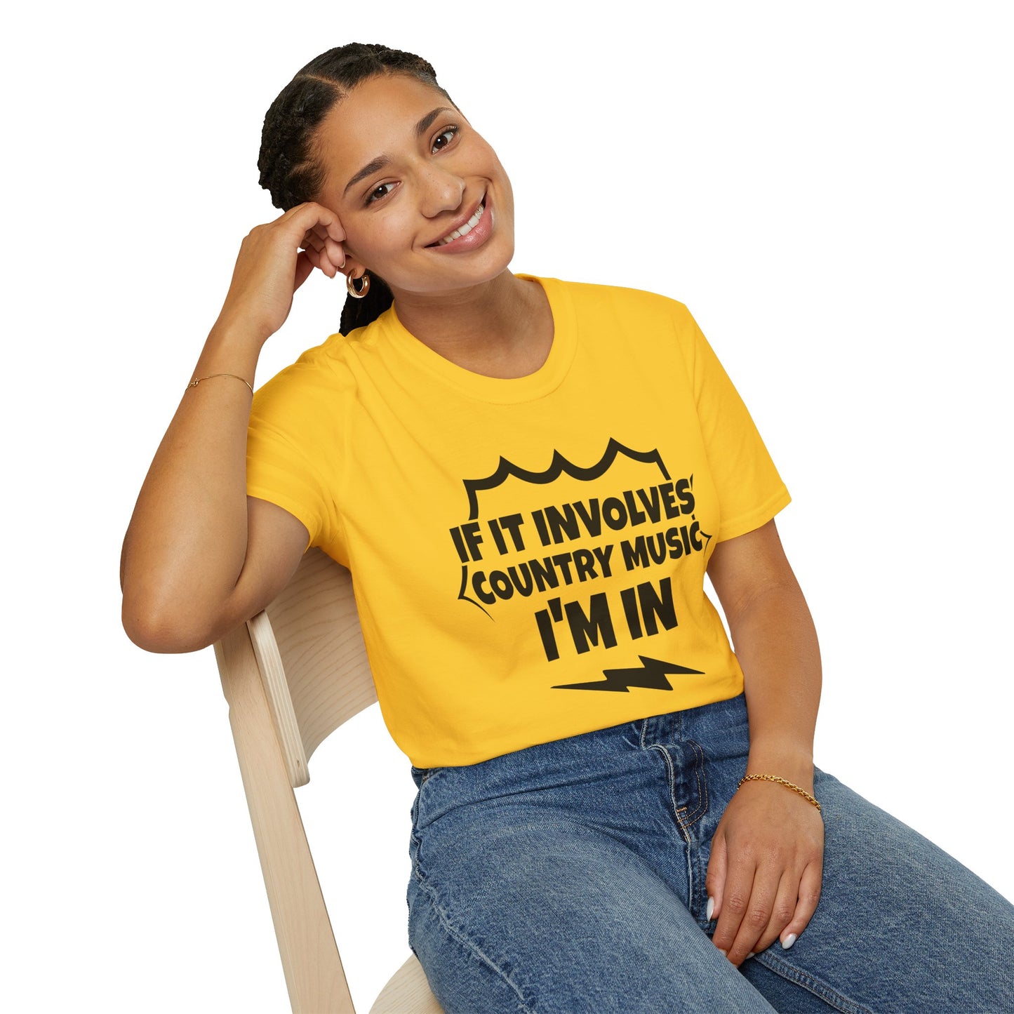 "If It Involves Country Music I'm In" Unisex Soft-Style T-Shirt