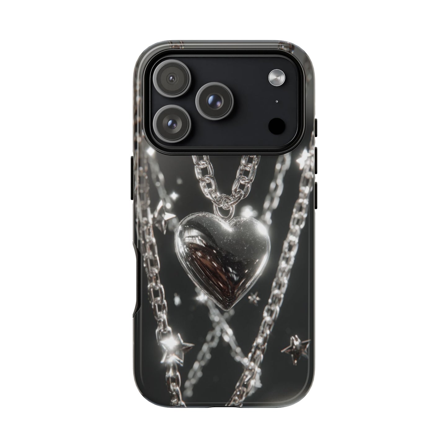 Silver Heart Chains - Tough iPhone Case