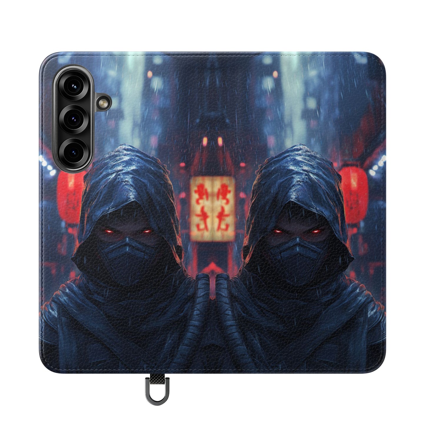 Cyberpunk Ninja Red Eyes Rain - Wallet Flip Case