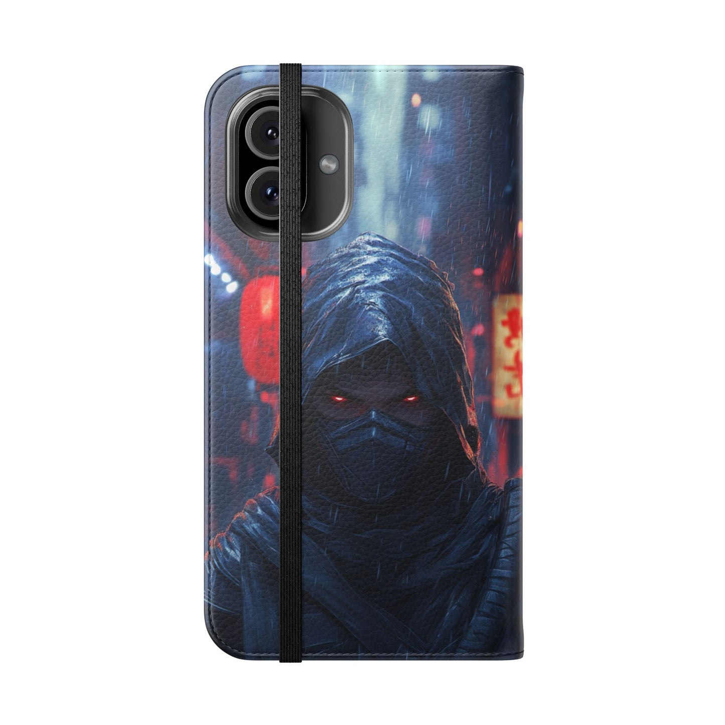 Cyberpunk Ninja Red Eyes Rain - Wallet Flip Case
