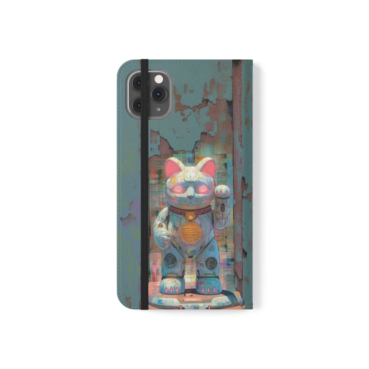Cyber Lucky Cat - Wallet Flip Case