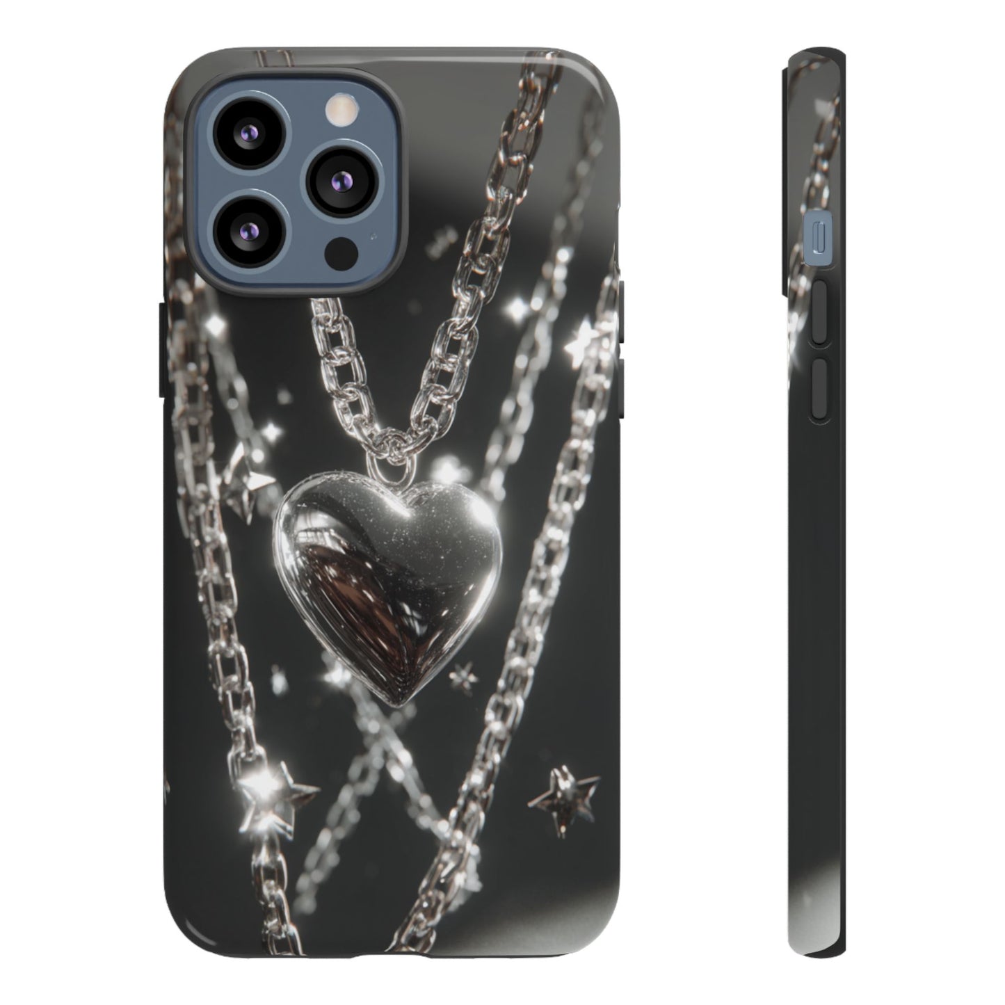 Silver Heart Chains - Tough iPhone Case