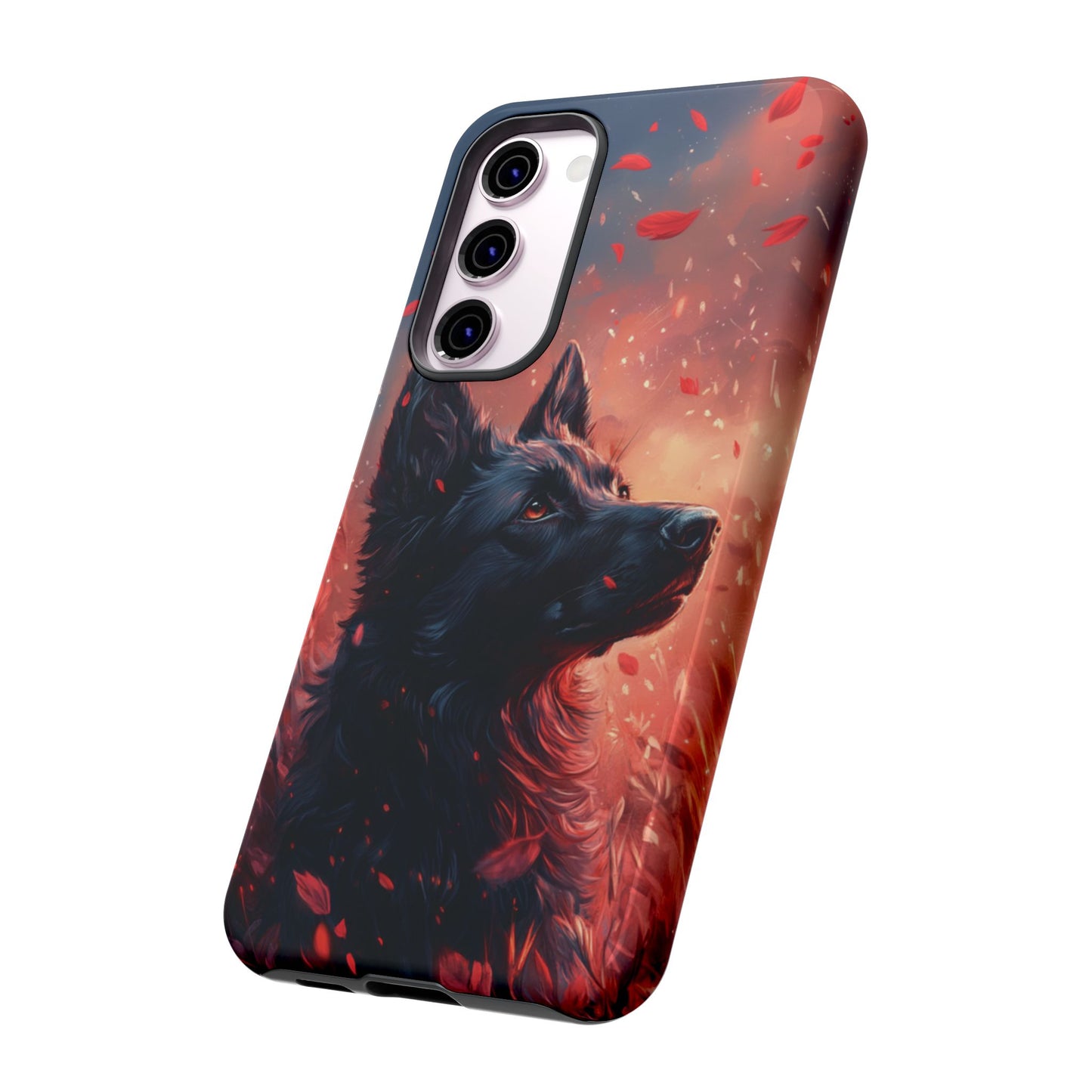 Graceful Canine in Falling Petals Phone Case – iPhone, Google Pixel, Samsung Galaxy