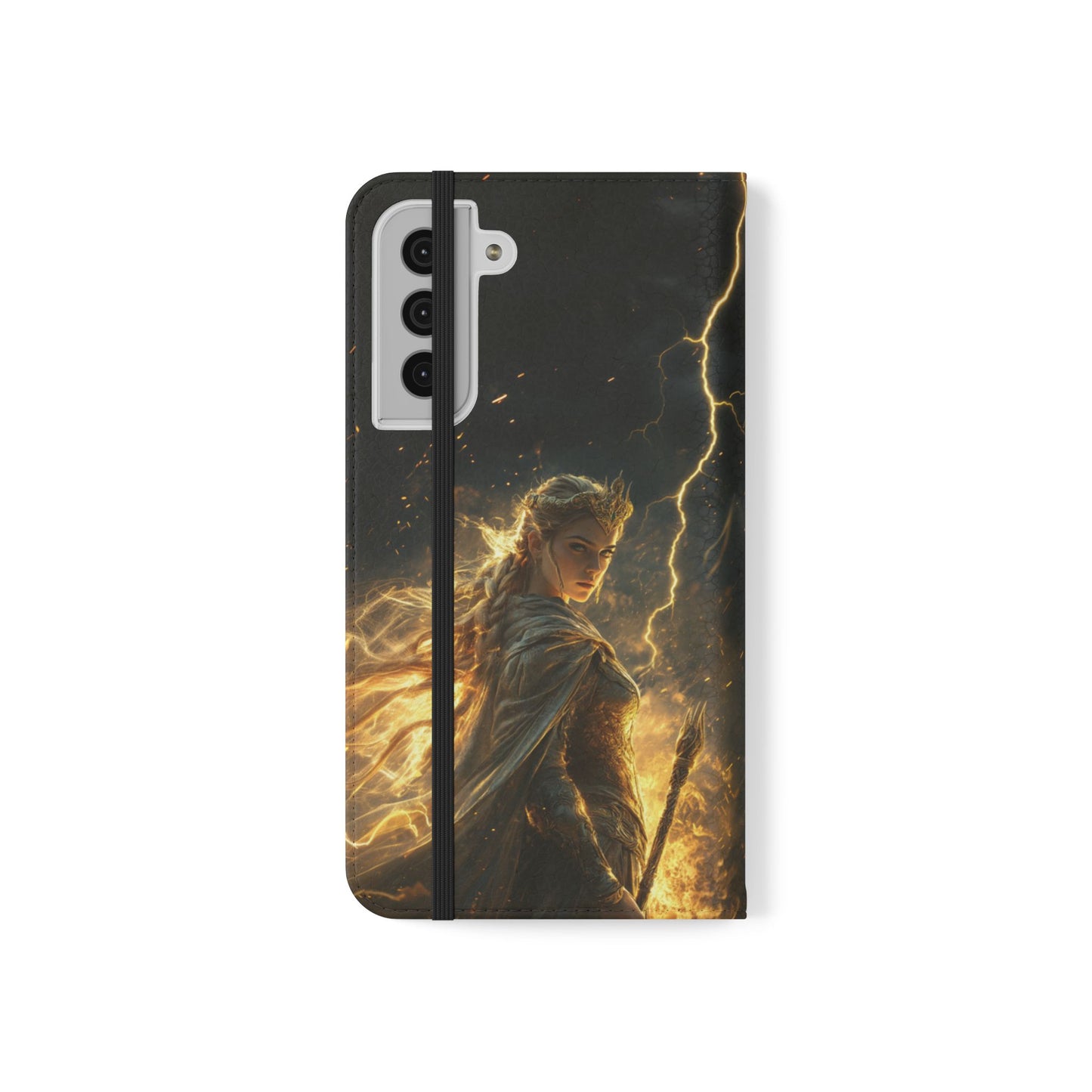 Elf Queen Golden Lightning Storm Crown - Wallet Flip Case