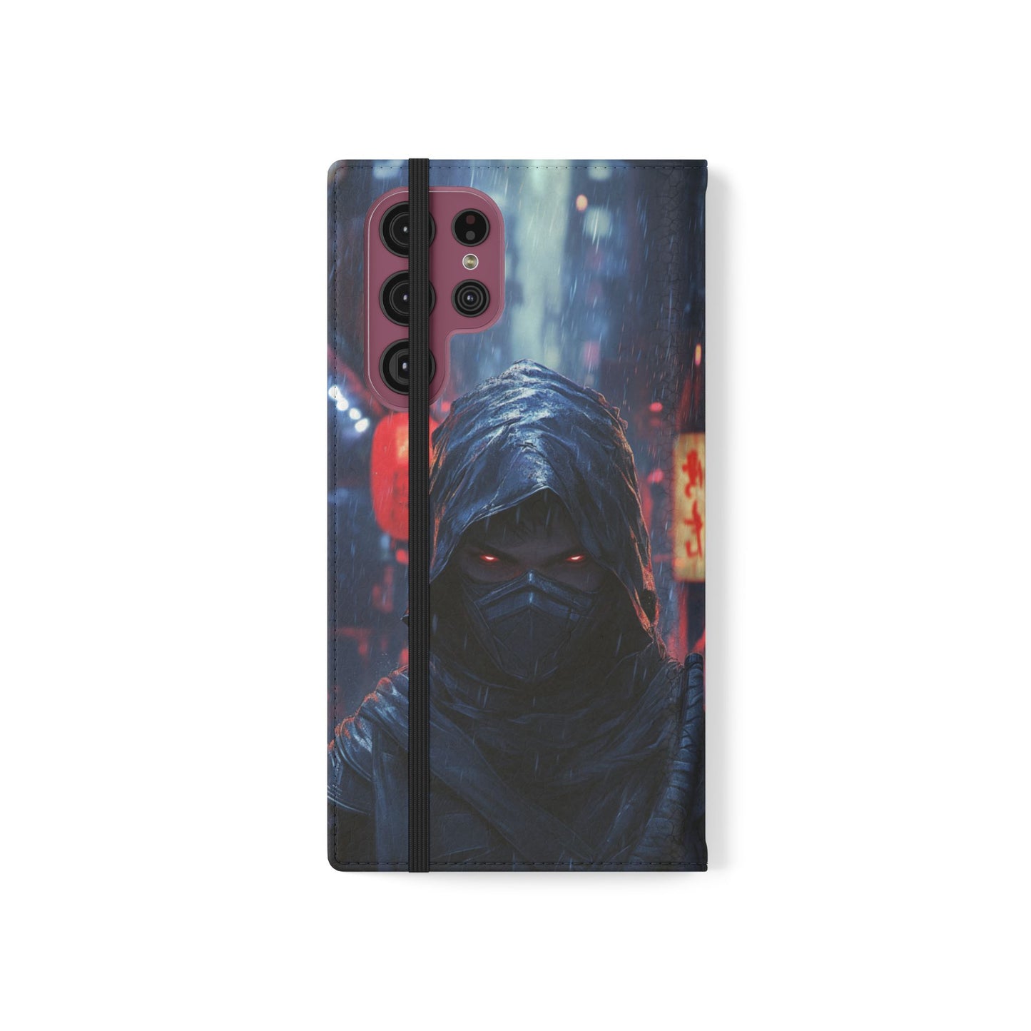 Cyberpunk Ninja Red Eyes Rain - Wallet Flip Case