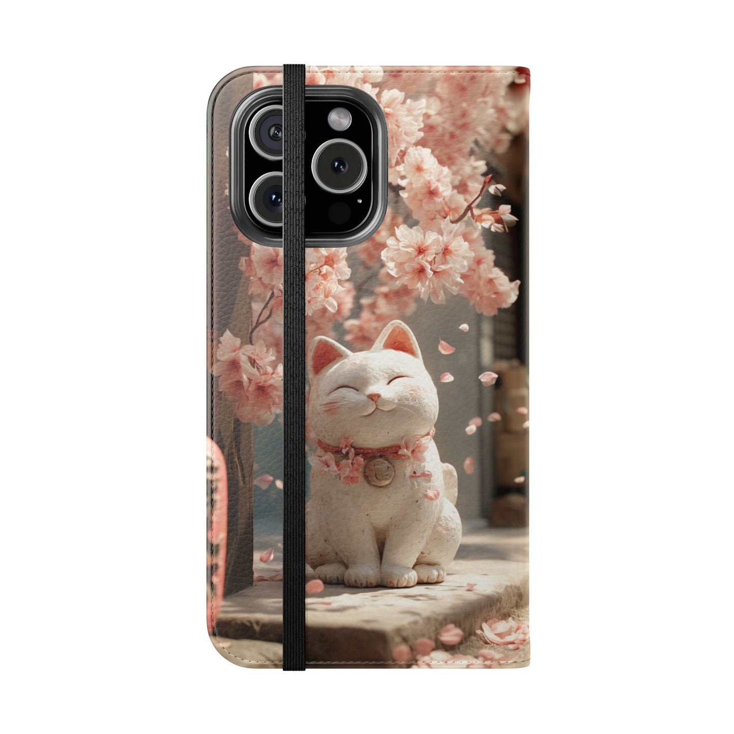 Sakura Lucky Cat - Wallet Flip Case