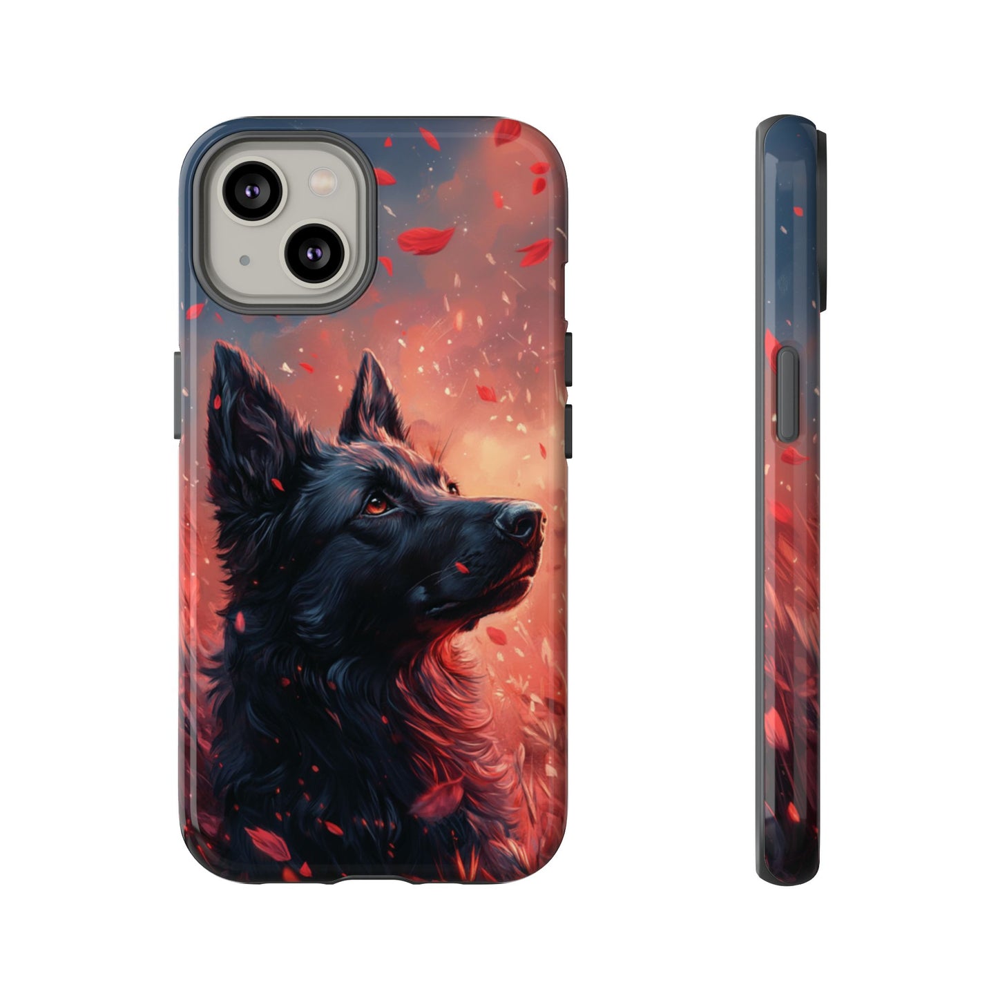 Graceful Canine in Falling Petals Phone Case – iPhone, Google Pixel, Samsung Galaxy