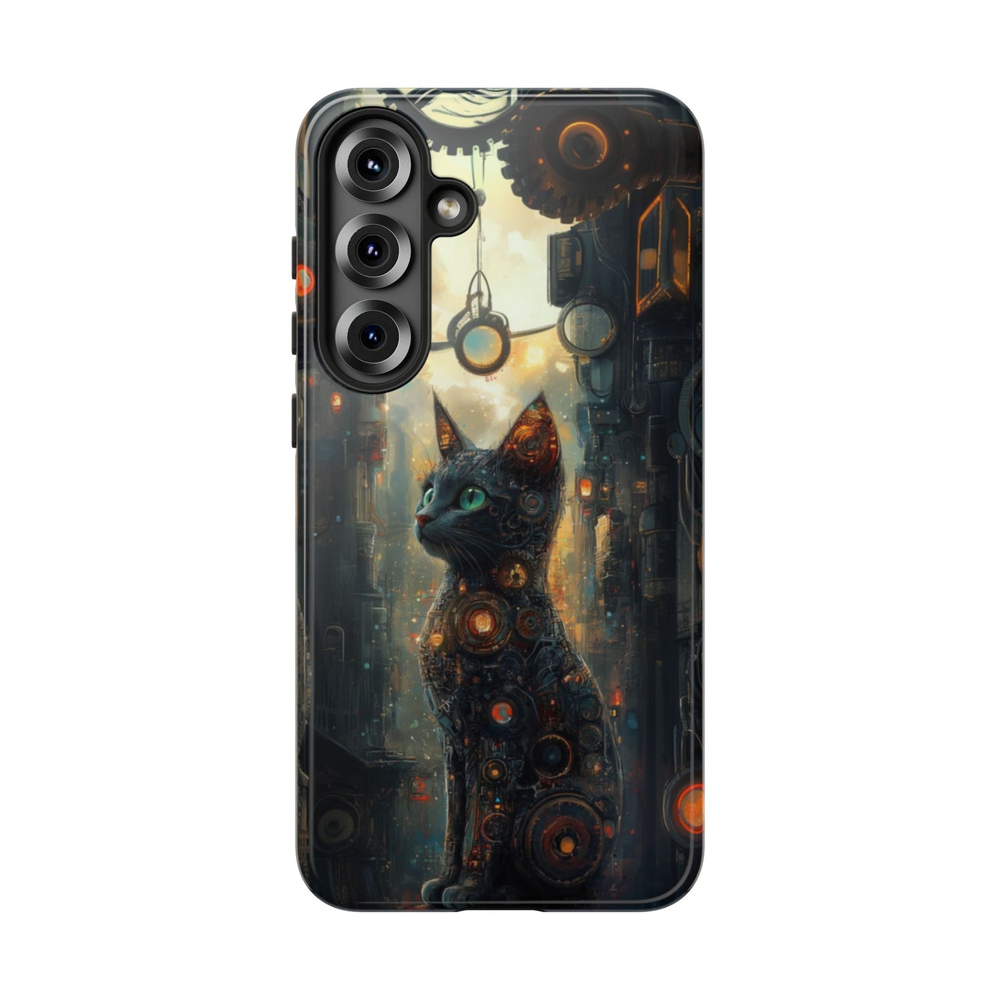 Cybernetic Steampunk Cat Phone Case – iPhone, Google Pixel, Samsung Galaxy